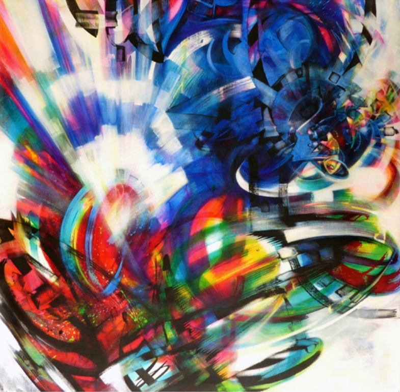 "Blue Serpent", acrylic on canvas, 2015, Tyresö Exhibition Hall, h: 130 cm, w: 130 cm.