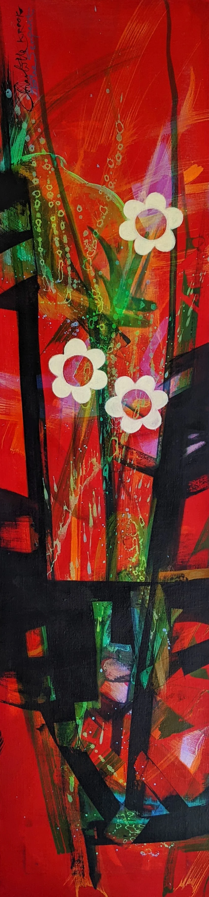 "Seven Sisters I", diptyk, 2022, h: 136 cm, w: 33 cm, acrylic on canvas.