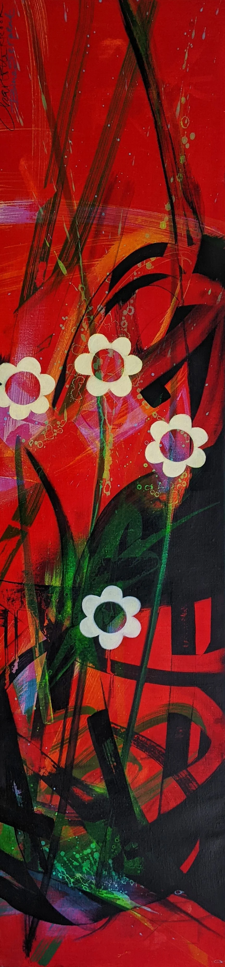 "Seven Sisters II", diptyk, 2022, h: 136 cm, w: 33 cm, acrylic on canvas.