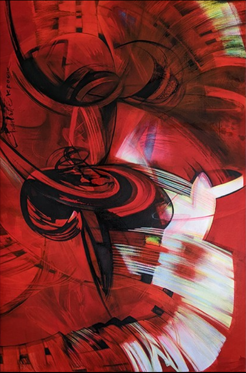 "Firebird", 2020, h: 130 cm, w: 85 cm, acrylic on canvas.