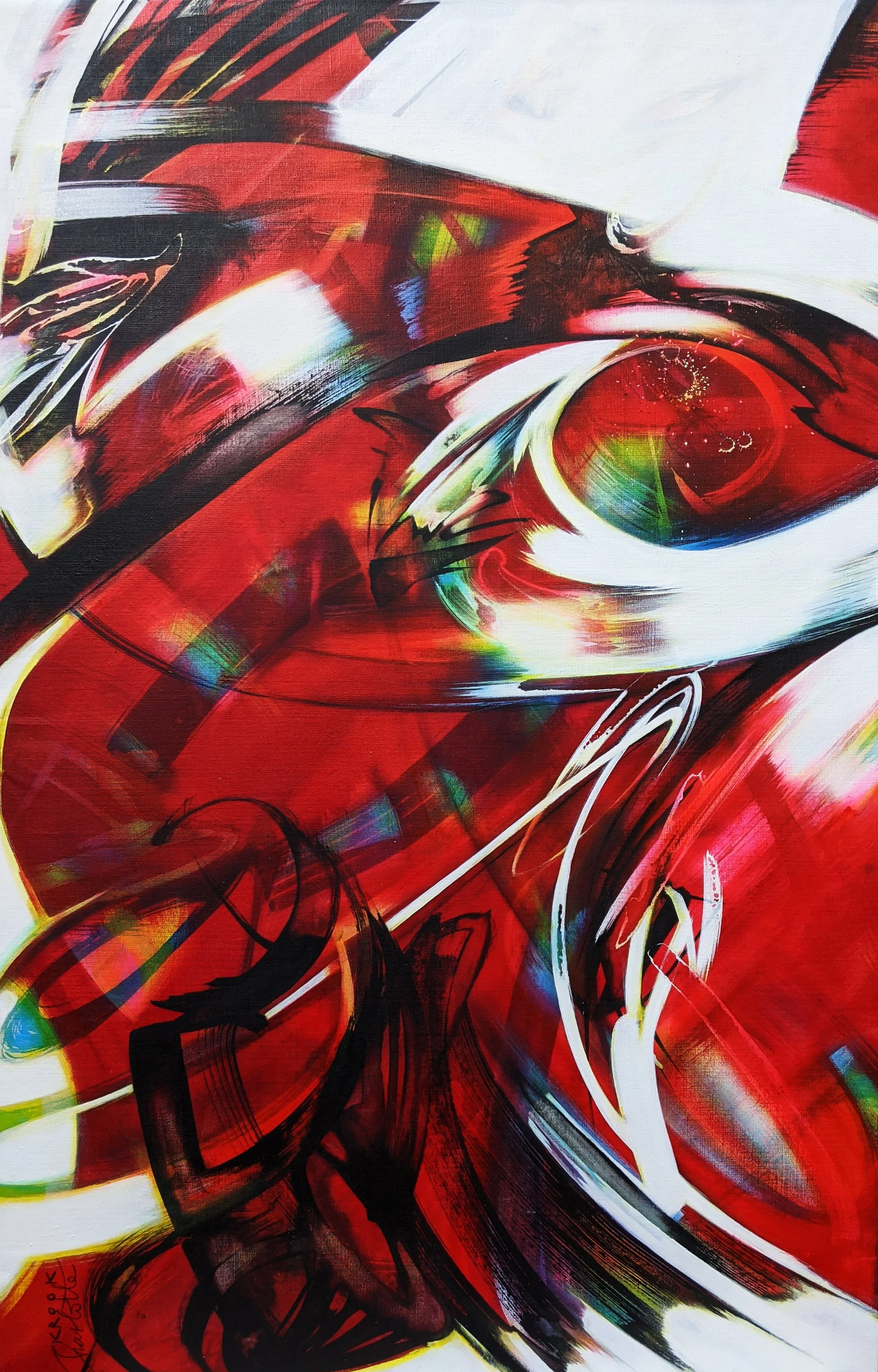 "Playfulness", acrylic on canvas, 2013, Edsvik Exhibition Hall, h: 130 cm, w: 85 cm.