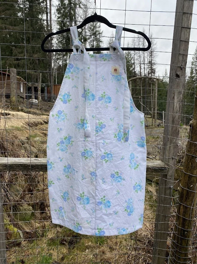 Vintage Blue Bloom Dungaree Dress - size medium