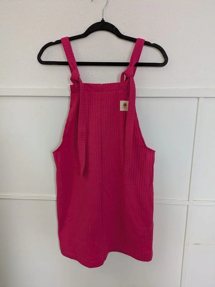 Vibrant Hot Pink Dungaree Dress - size small