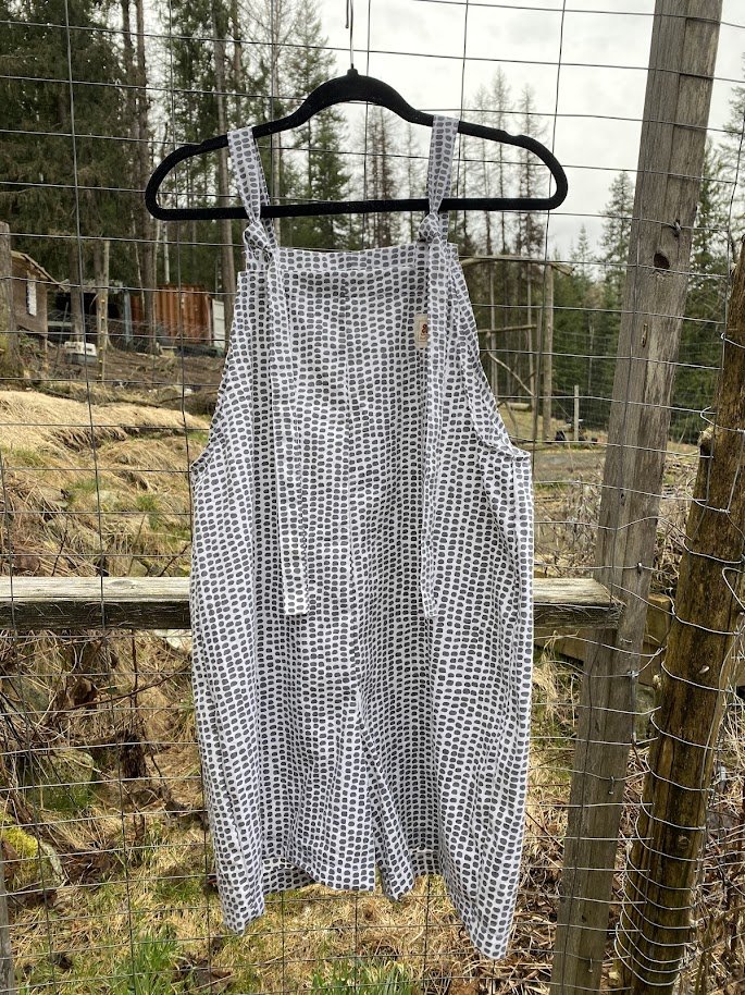 Eco-Chic Spotted Short Overalls - size Medium