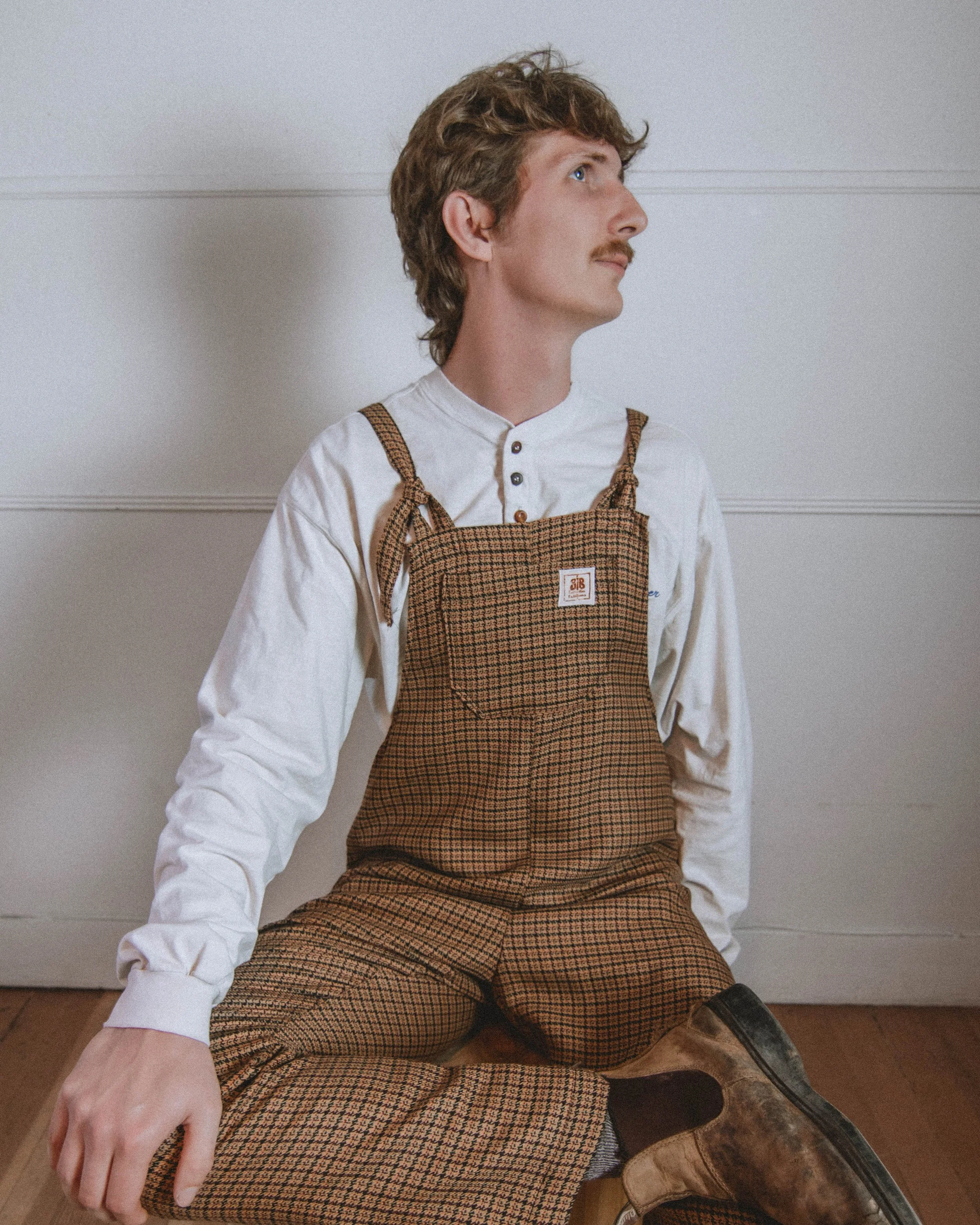 Vintage Vibe Dog Tooth Dungarees - size Large