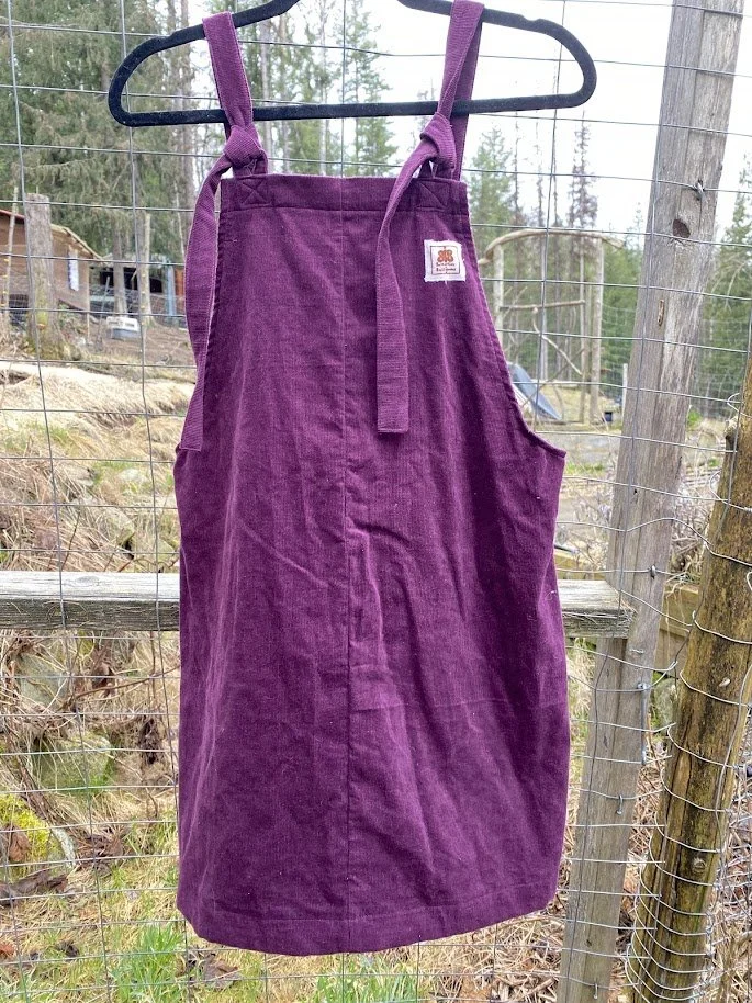 Aubergine Corduroy Dungaree Dress - Size Medium