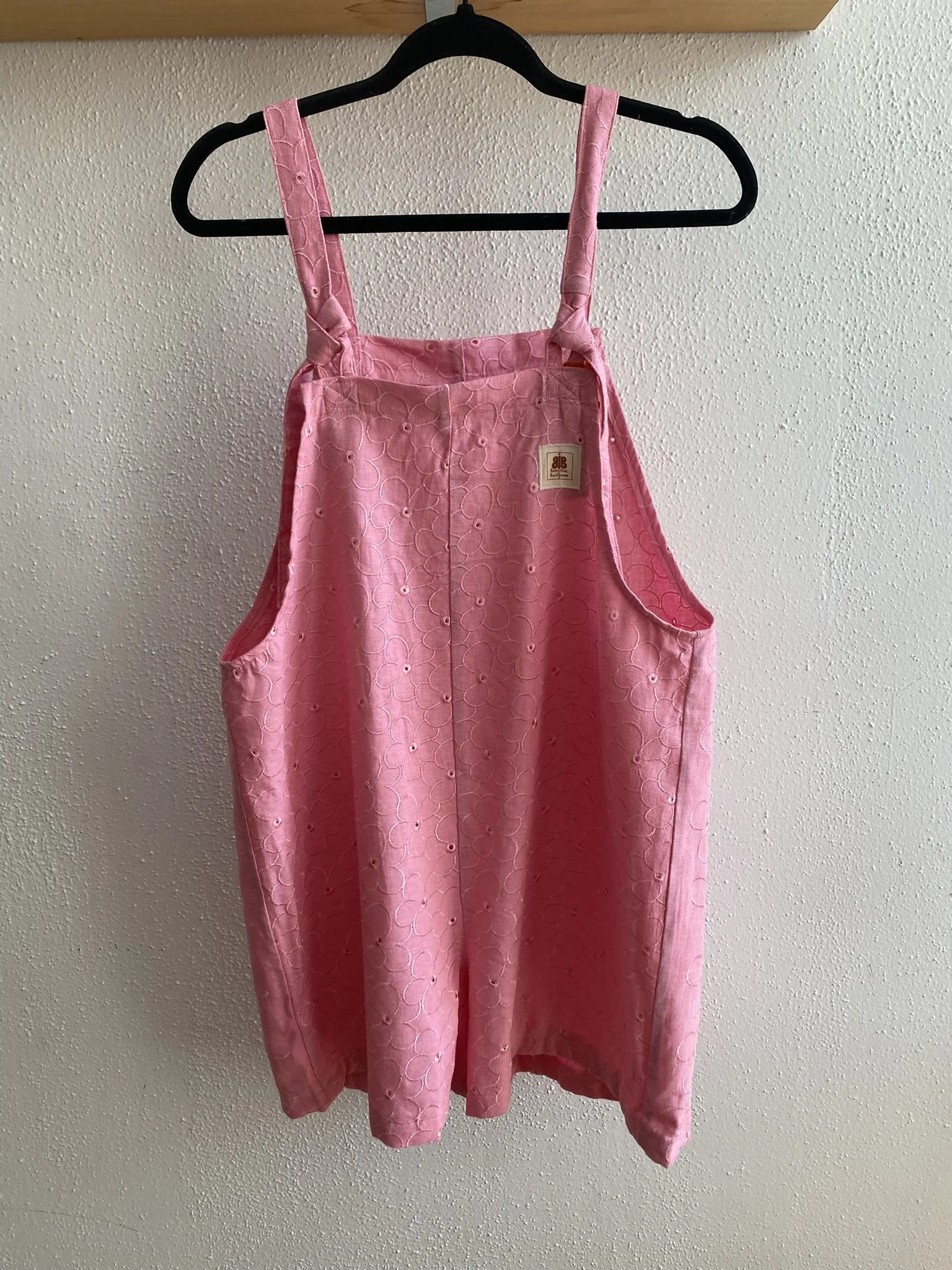 Pink Floral Short Overalls | Upcycled Cotton Dungaree Shorts | Handmade in Nelson, BC - size medium