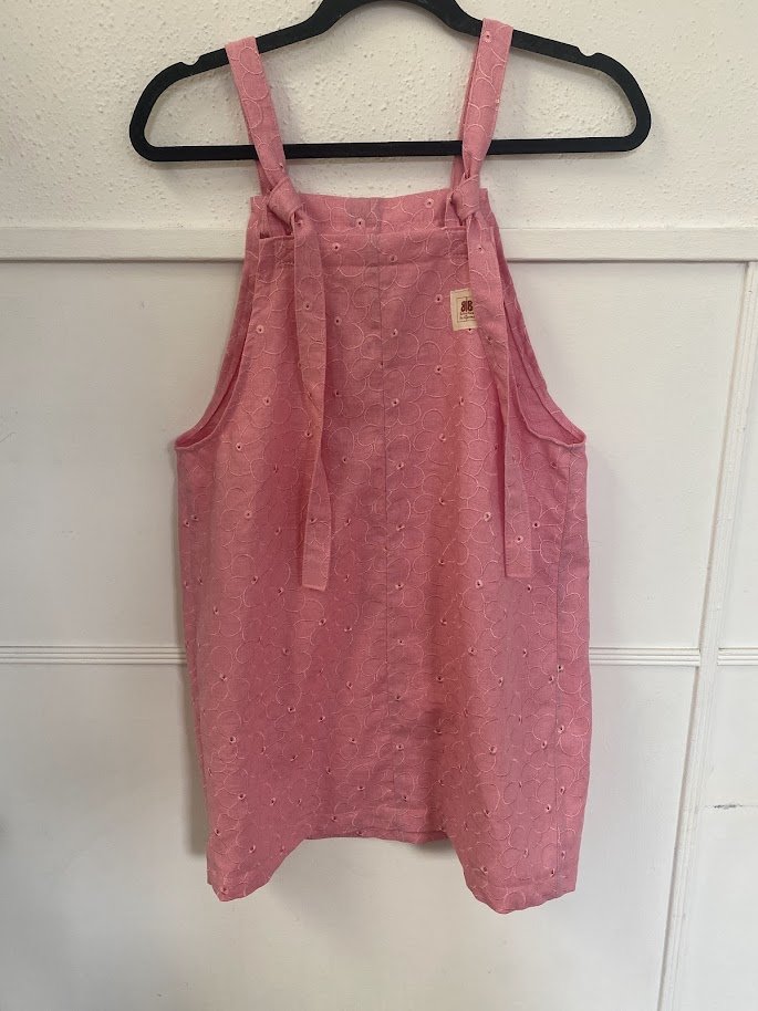 Pink Florals Dungaree Dress - size medium