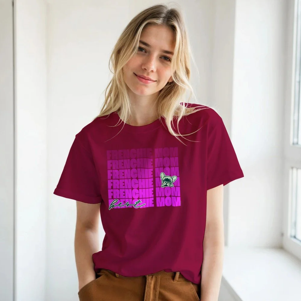 Frenchie T-Shirt - Best French Bulldog Mom (Pink)