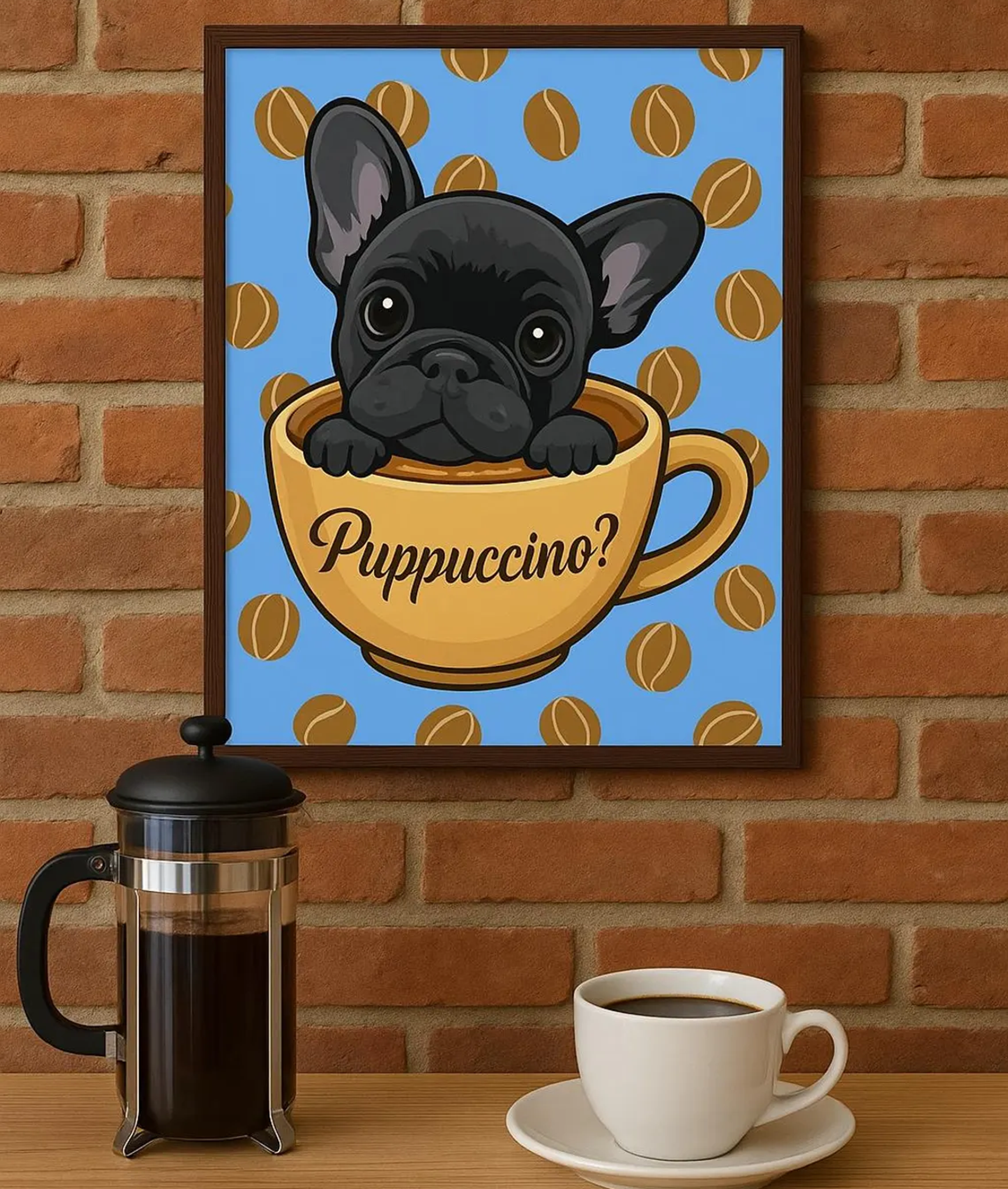 French Bulldog Wall Art - Puppuccino (Brindle Frenchie)