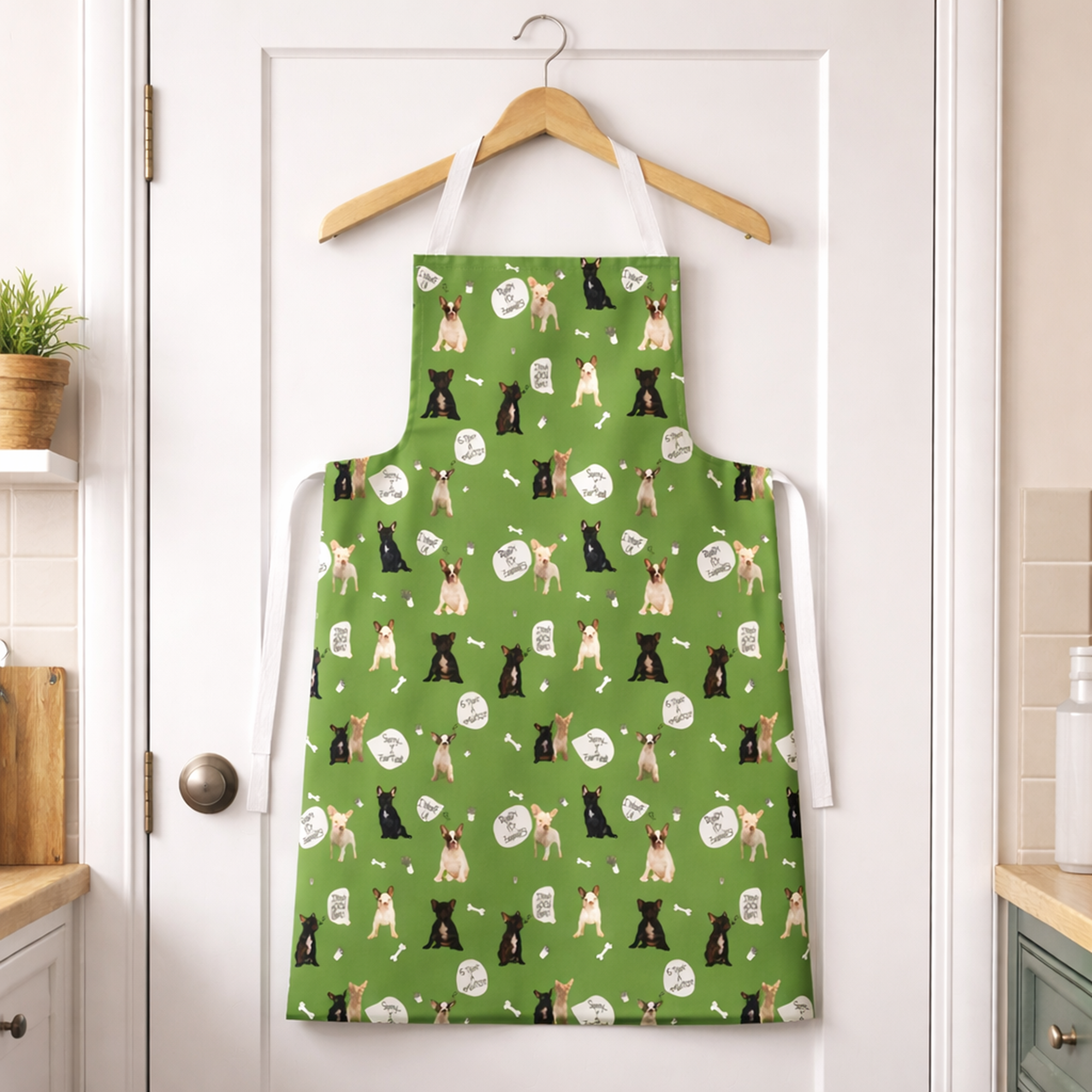 French Bulldog Apron - Frenchie Puppy Paradise (Green)
