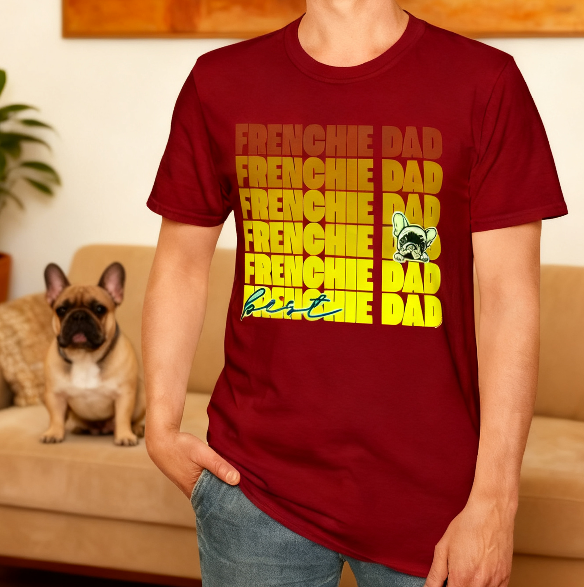 French Bulldog t-Shirt - Best Frenchie Dad (Yellow)