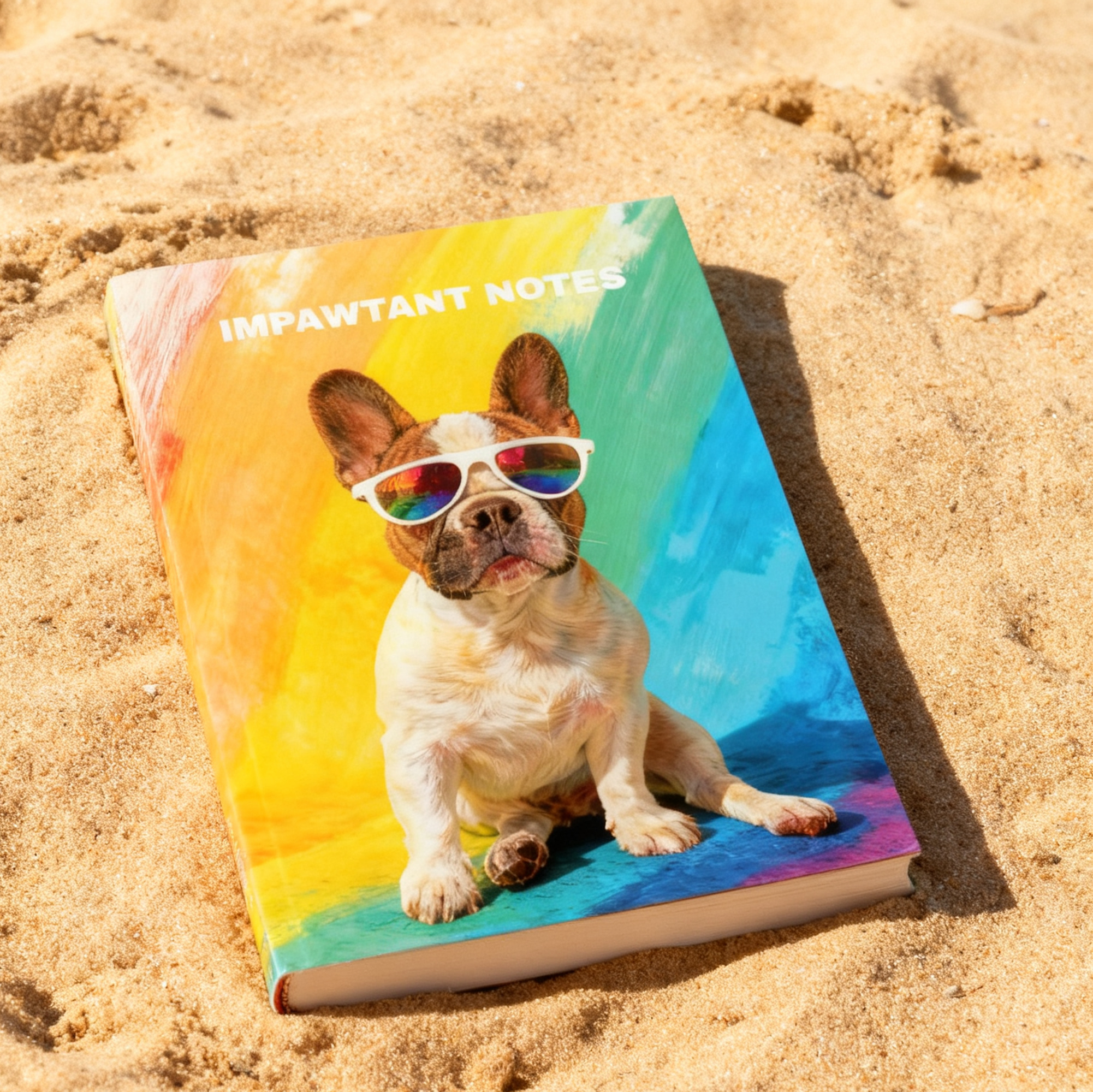 French Bulldog Notebook - Impawtant Notes (Pied Fawn Frenchie)