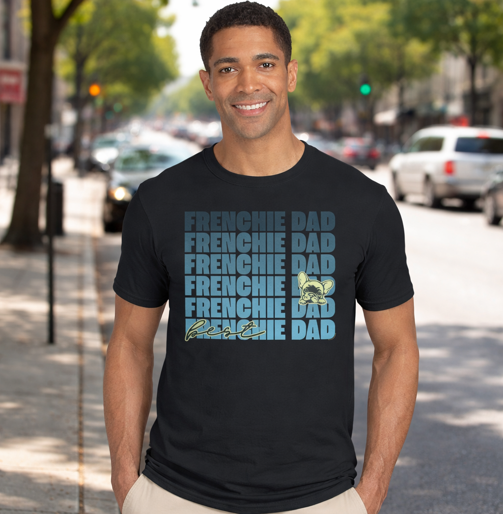French Bulldog T-Shirt - Best Frenchie Dad (Blue)