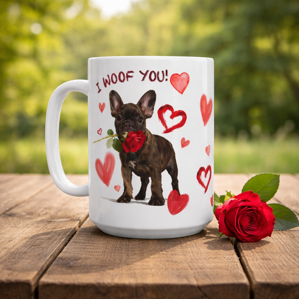 French Bulldog Mug - I Woof You (Brindle Frenchie)