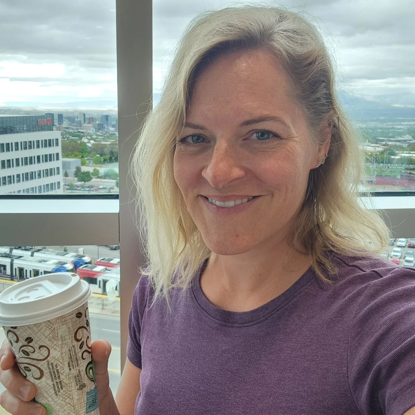 Today's traveling office comes with a view of drizzly Salt Lake City. Nothing better for a rainy morning than hot coffee and a blank page. ❤️

#amwriting #authorlife #mythologicalfantasy