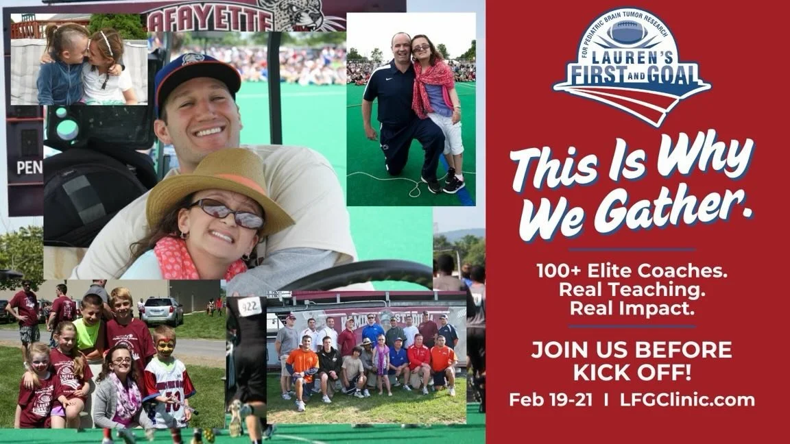 This started with one family.

It grew into a community of coaches who believe football can do more.

Every registration supports families battling pediatric brain tumors.

We gather to learn.
We gather to give.

It begins tomorrow.

Join us. lfgclin