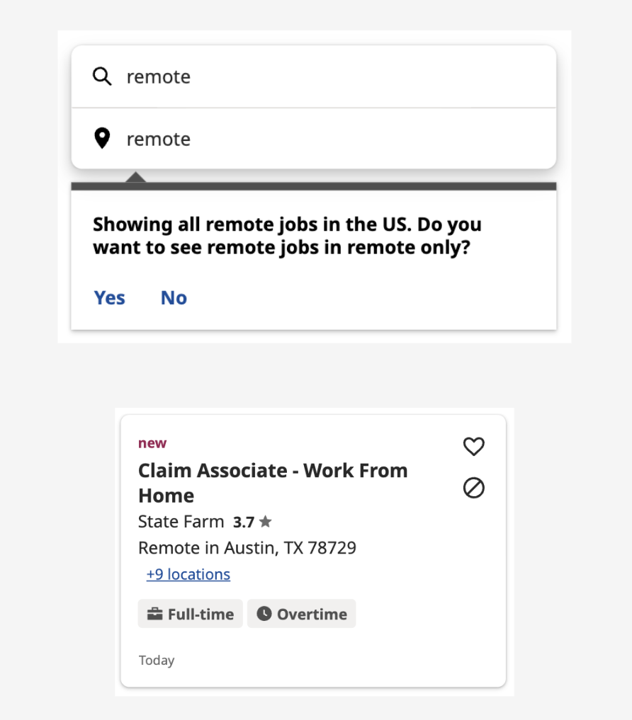 Nearly half of all location complaints are actually remote complaints.


For some job seekers, the job being remote is actually more important than the job itself - the top 4 most used queries related to remote work aren’t specific to an occupation (