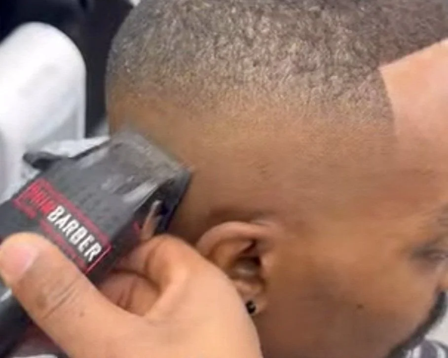 men's cut in progress