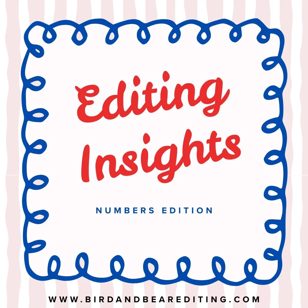 In case you were wondering what getting an edited manuscript back from me might look like, here's a REAL example of the numbers that you might see.

Pay special attention to the error-catching rate slide. No editor is perfect and you shouldn't expect