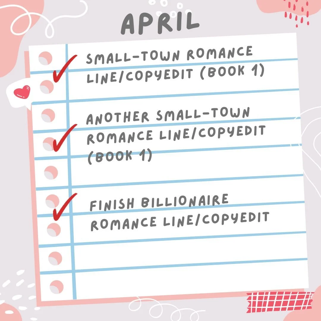 We&rsquo;re moving along nice and steady!

#birdandbearediting #monthlyrecap #nospiceeditor #romanceeditor