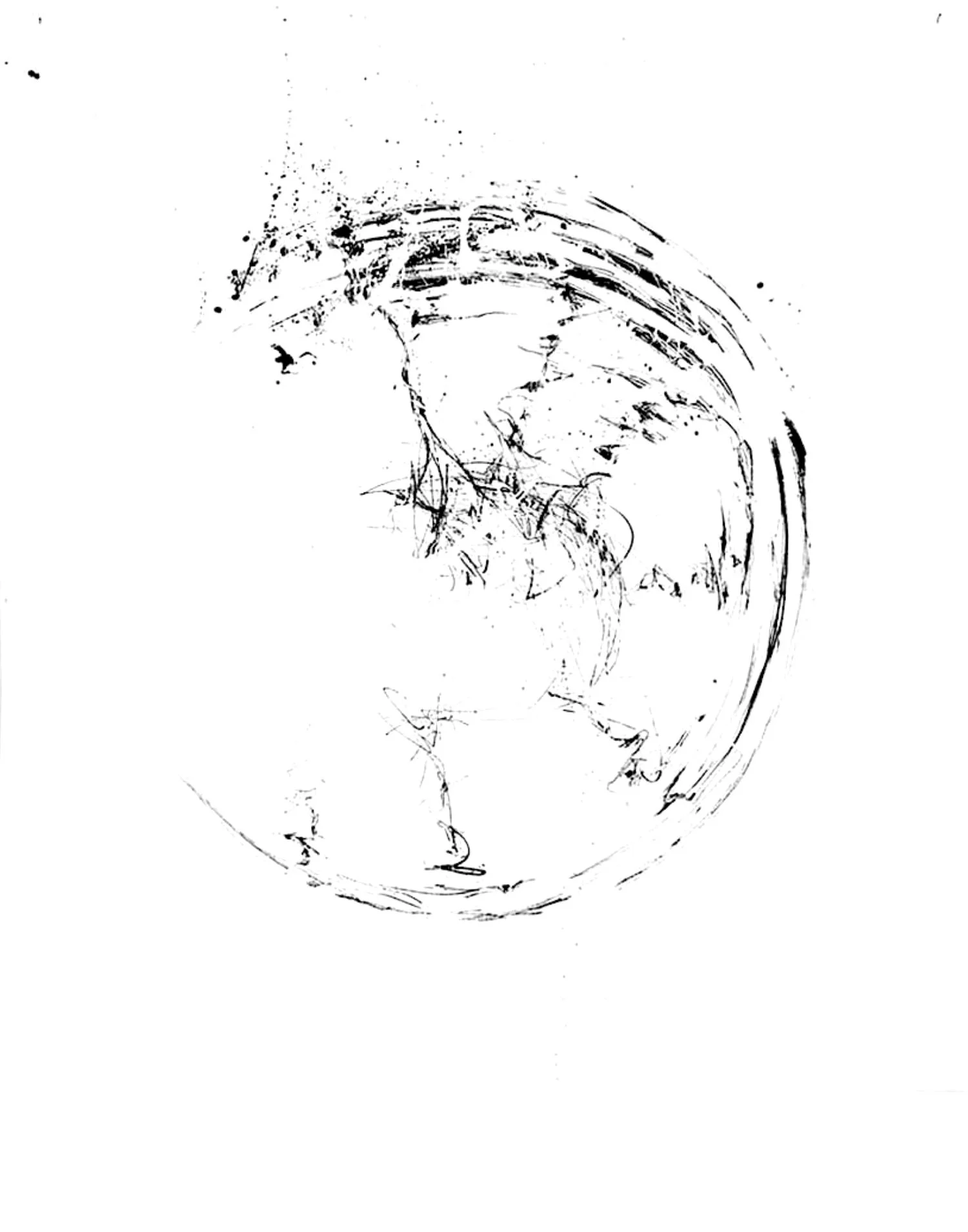 Gesture-based abstract composition featuring circular movement and organic linear marks. An original abstract artwork exploring rhythm, flow, and the dynamic relationship between motion and form.