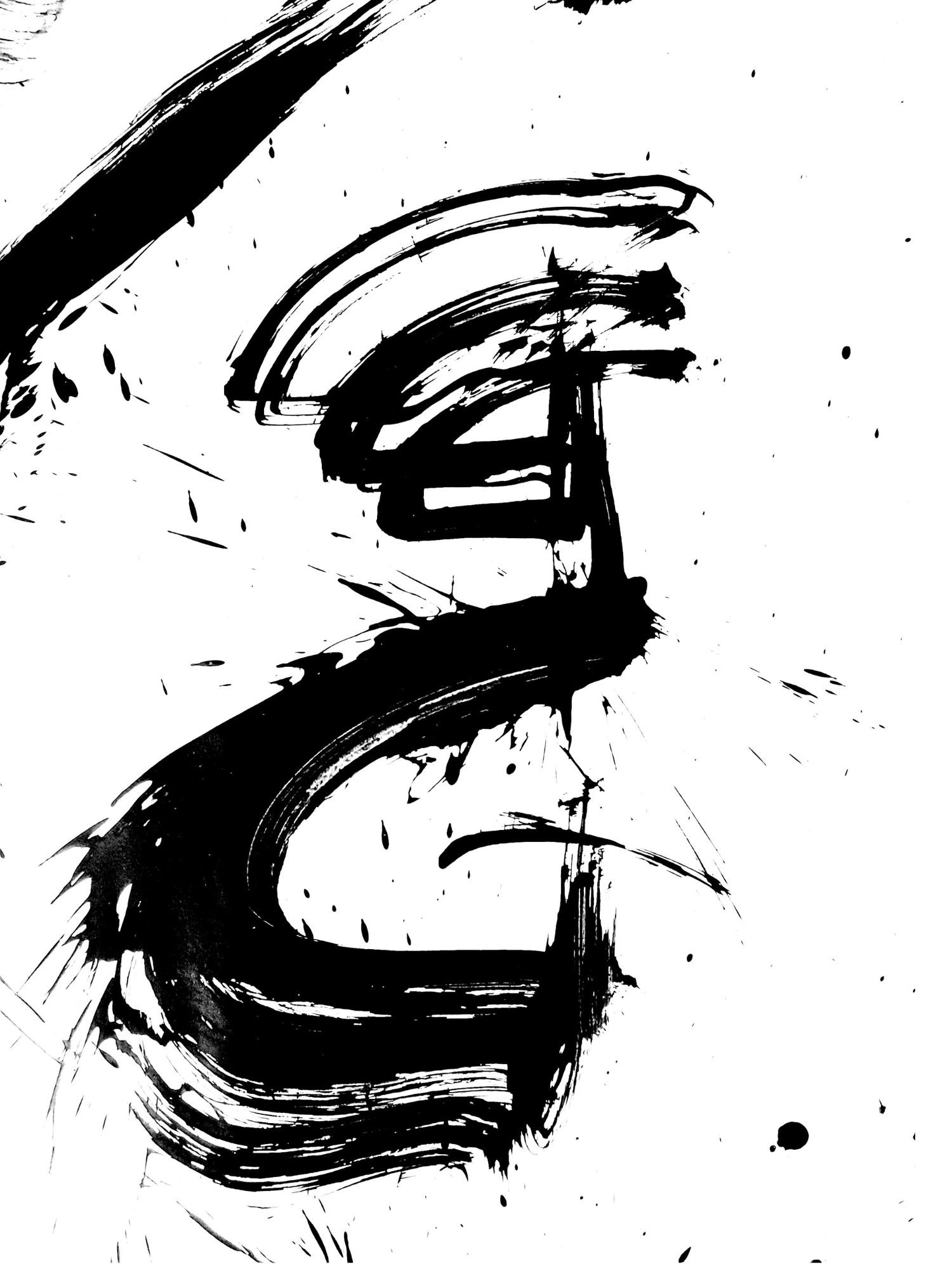 Layered abstract painting featuring rhythmic brushstrokes and bold black forms. An original contemporary artwork exploring depth, movement, and expressive composition.