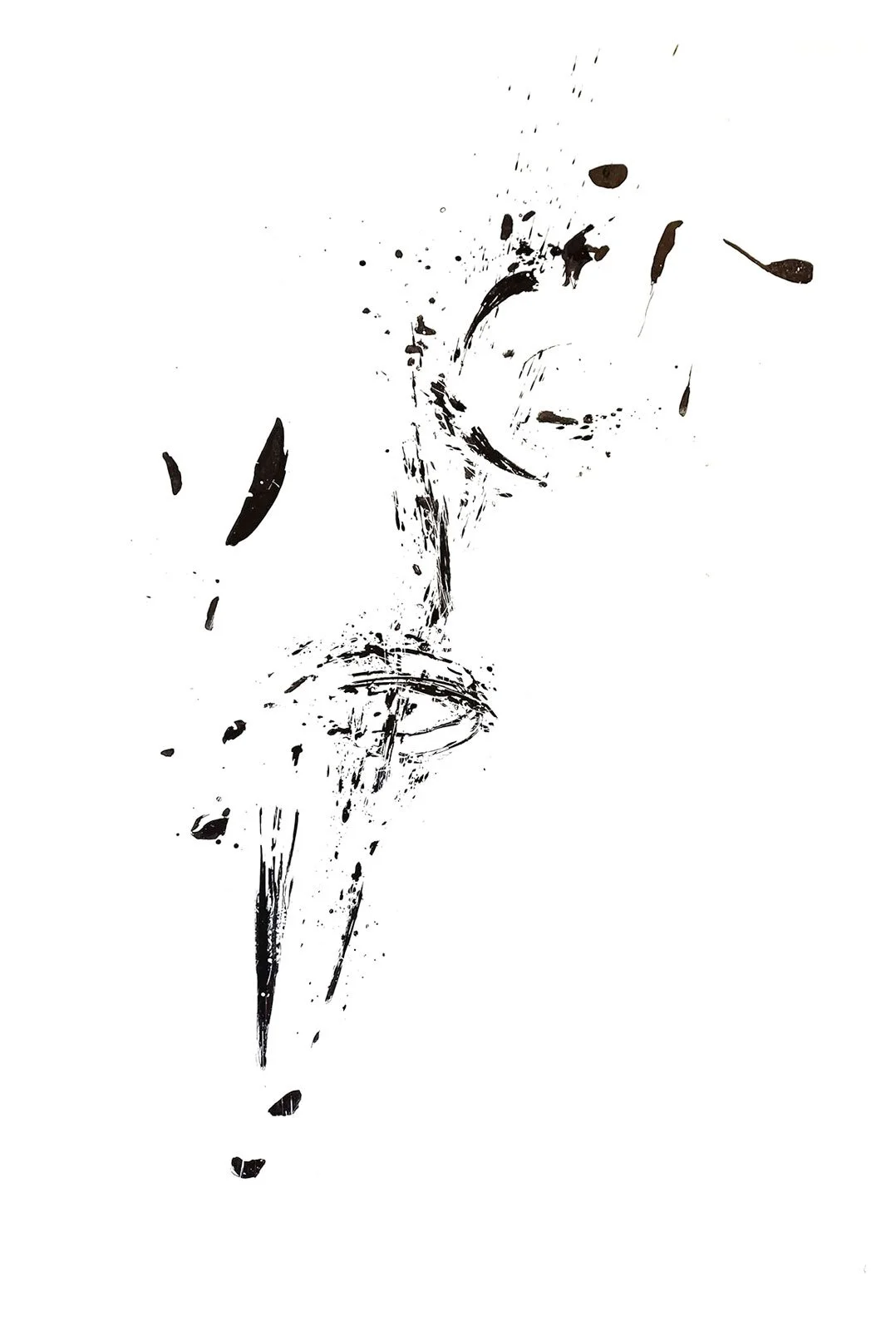 Expressive abstract ink artwork evoking natural flow, energy, and spontaneous motion.