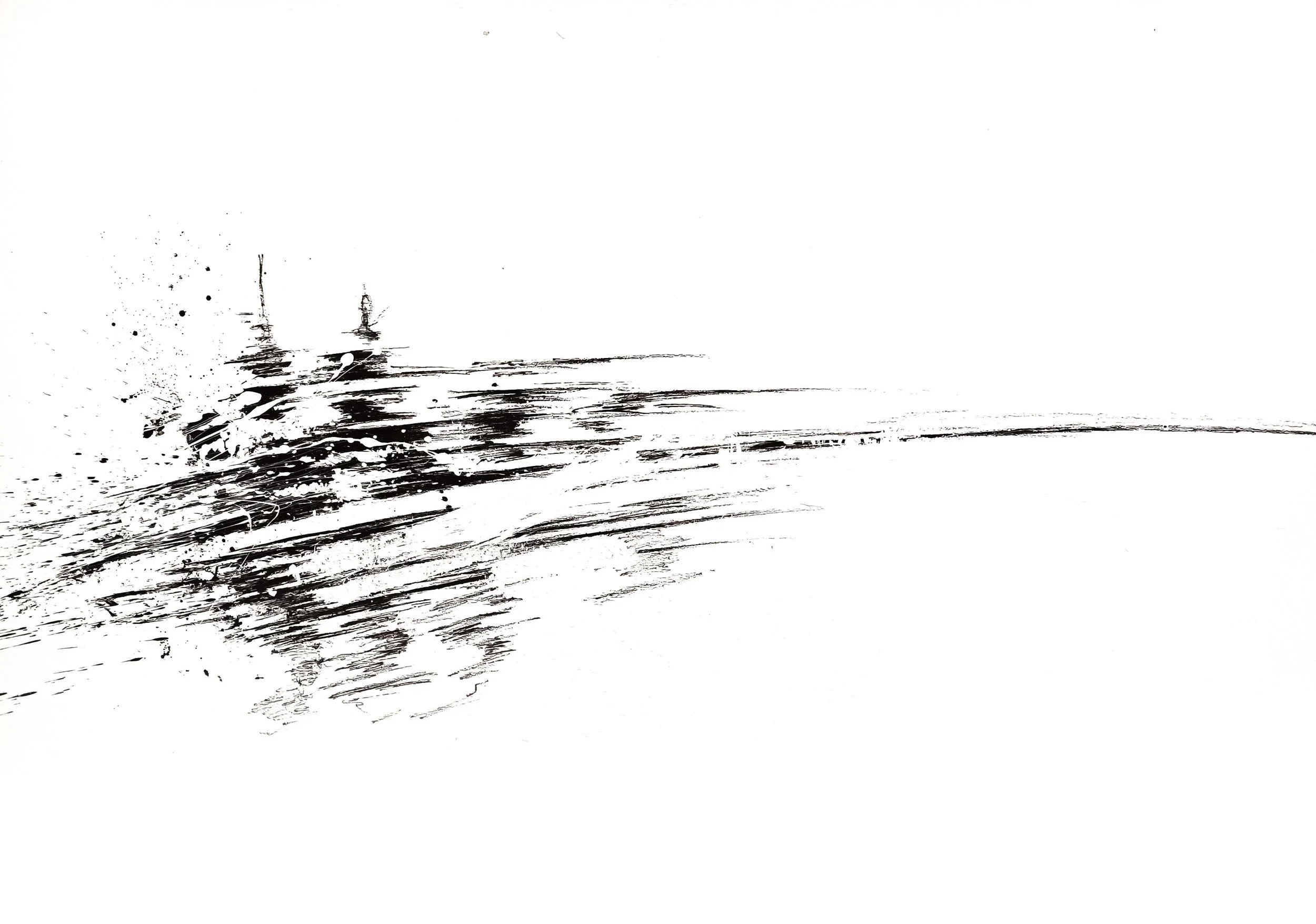 Biophilic abstract ink drawing featuring organic flow, raw gestural marks, and natural movement.