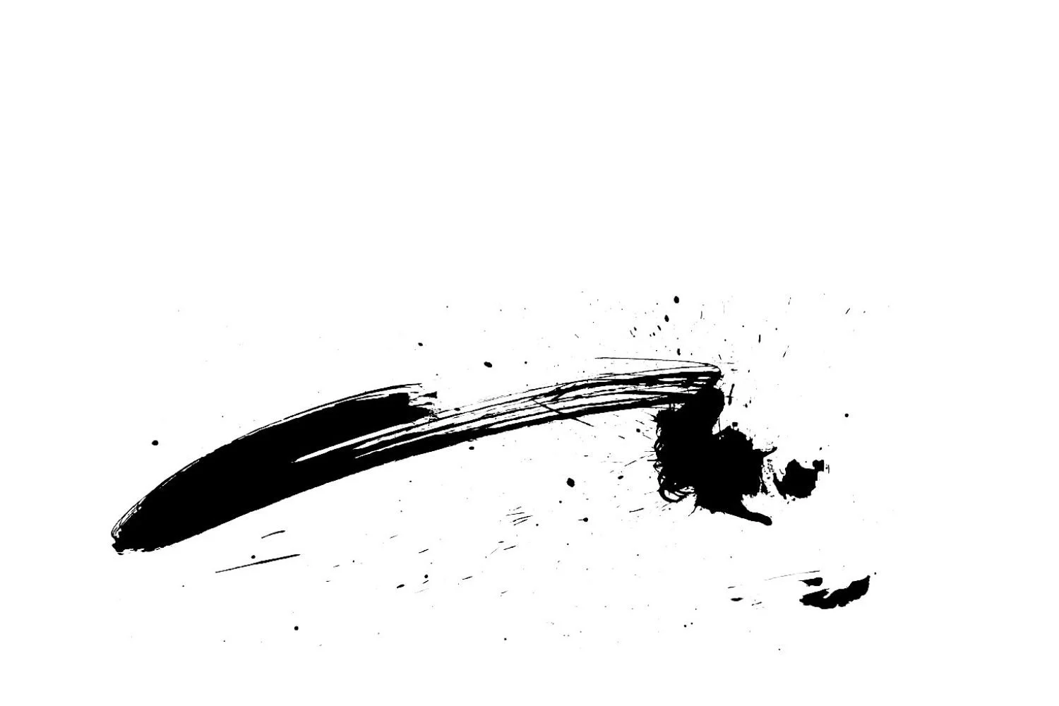 Modern abstract painting featuring black-and-white gestural marks and a strong sense of open space.