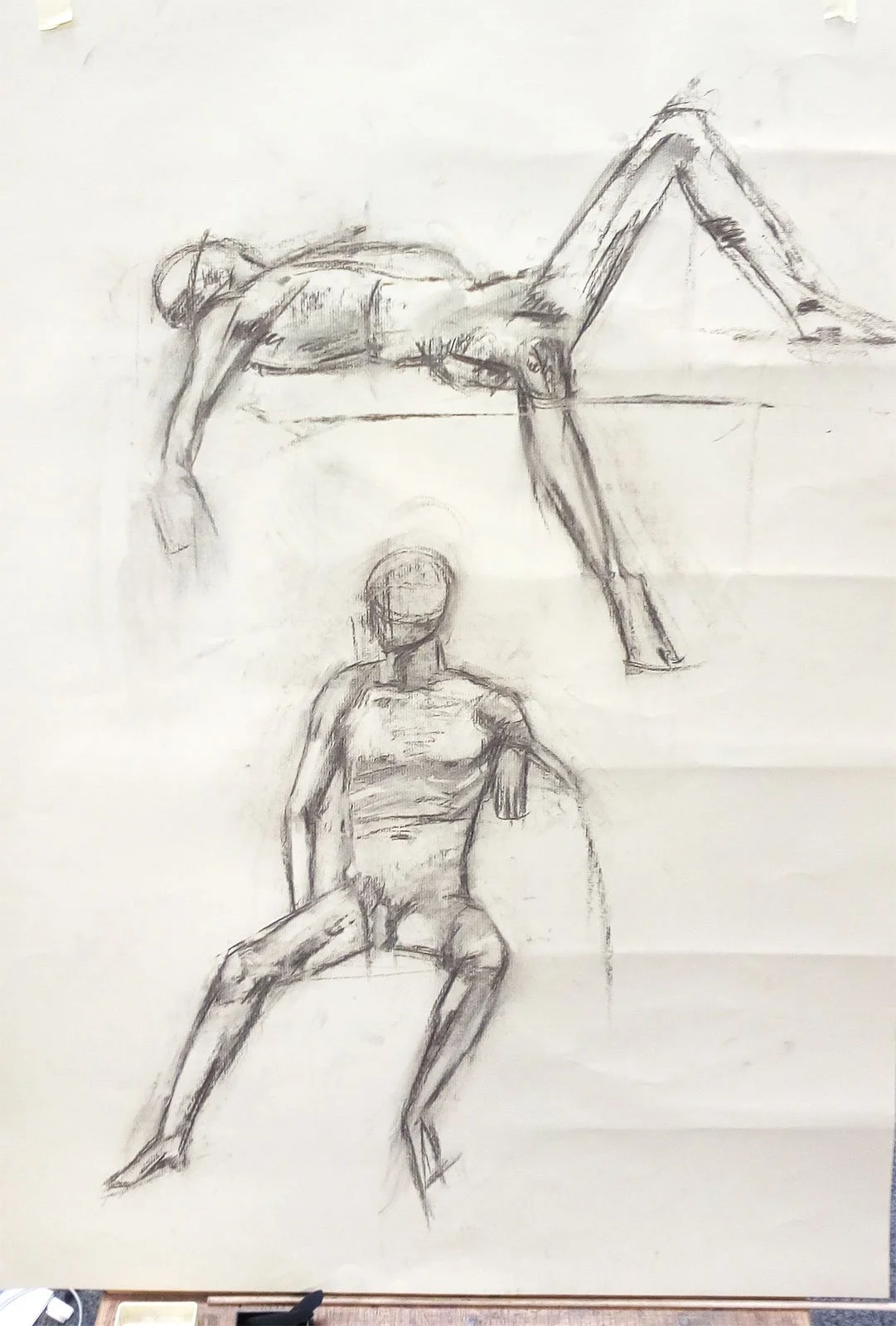 Contemporary figurative study depicting the human body through abstract, gesture-driven poses.