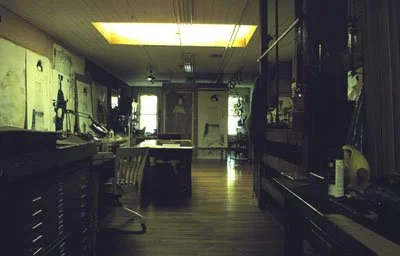 The artist's Iowa City studio workspace.