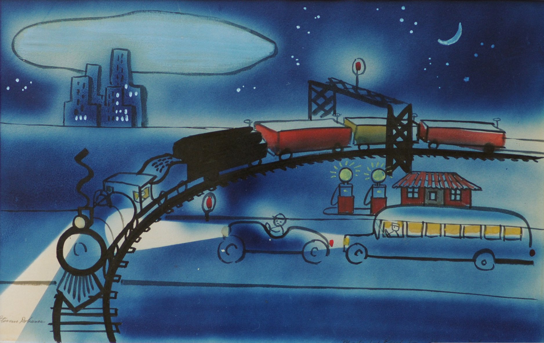 Stevan Dohanos (1907 - 1994)
Untitled, 1936
ink and watercolor on paper
10¼ x 16⅜ in.
26 x 41 cm
Collection of mepaintsme