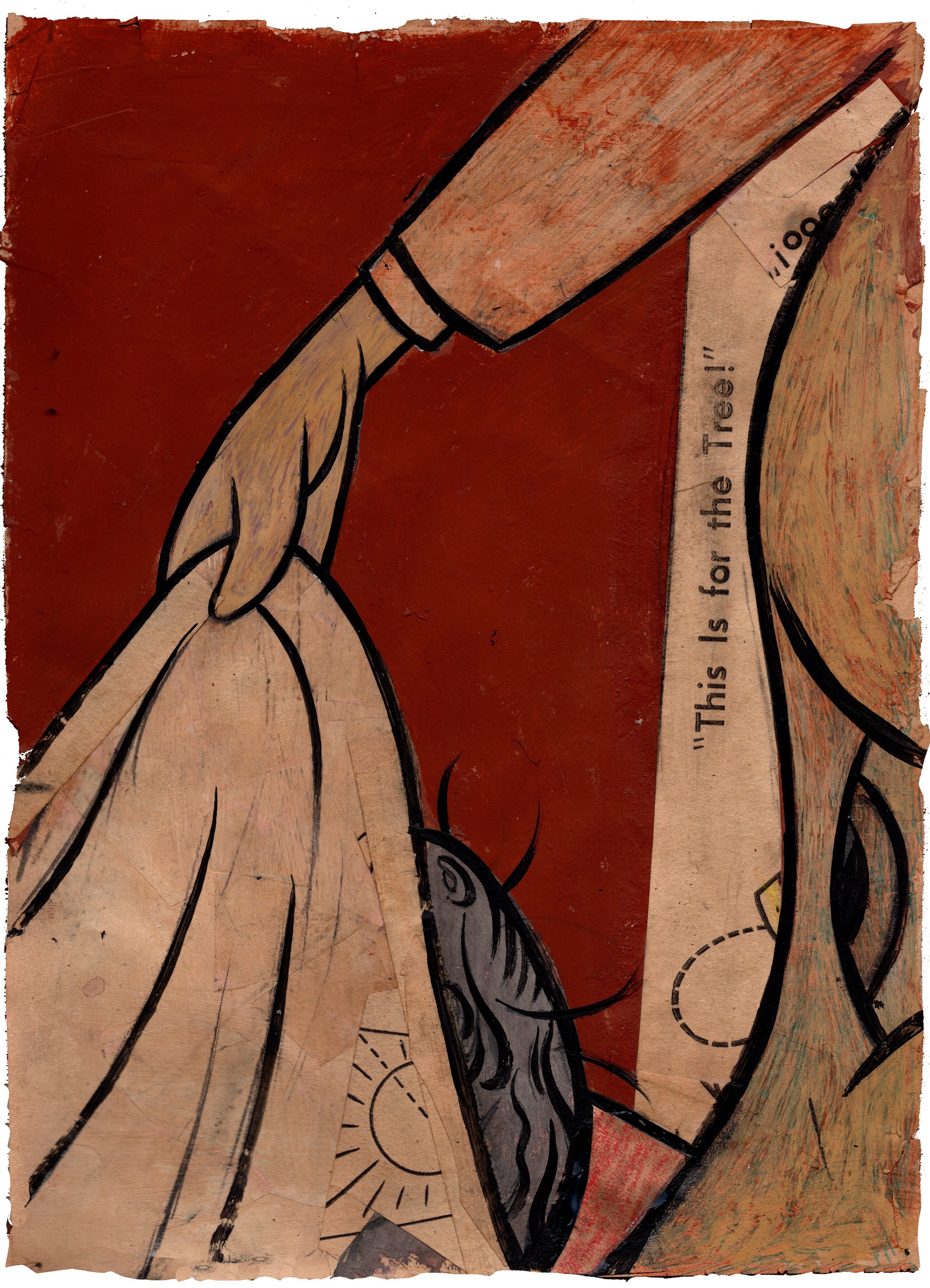 Dead on arrival, 2025 
flashe and collage on paper 
10½ x 7½ in. | 26 x 19 cm