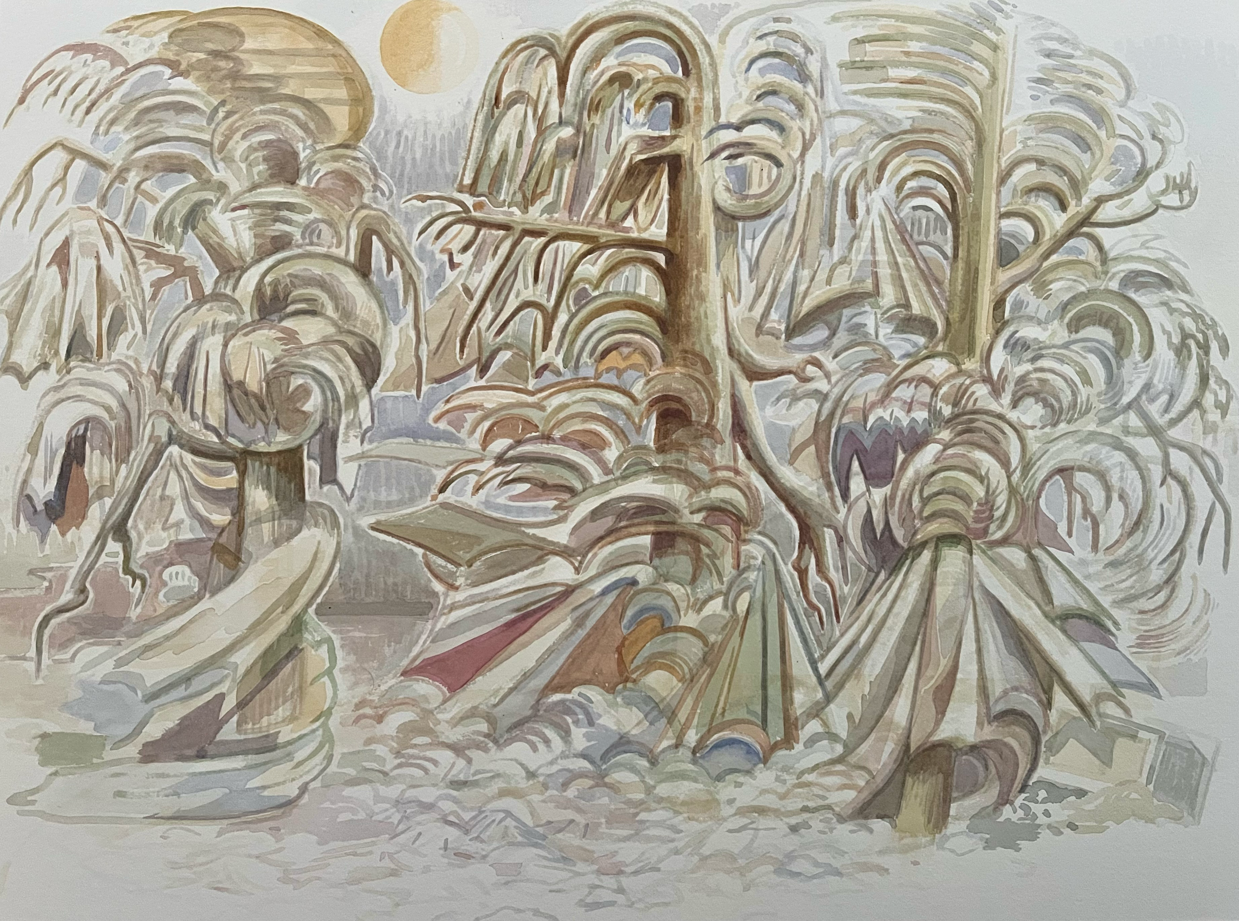 Chris-Jehly-Banners-at-the-Roundabout-No-4-Watercolor-on-paper-19-x-24-inches-22-x-28-inches-framed.png
