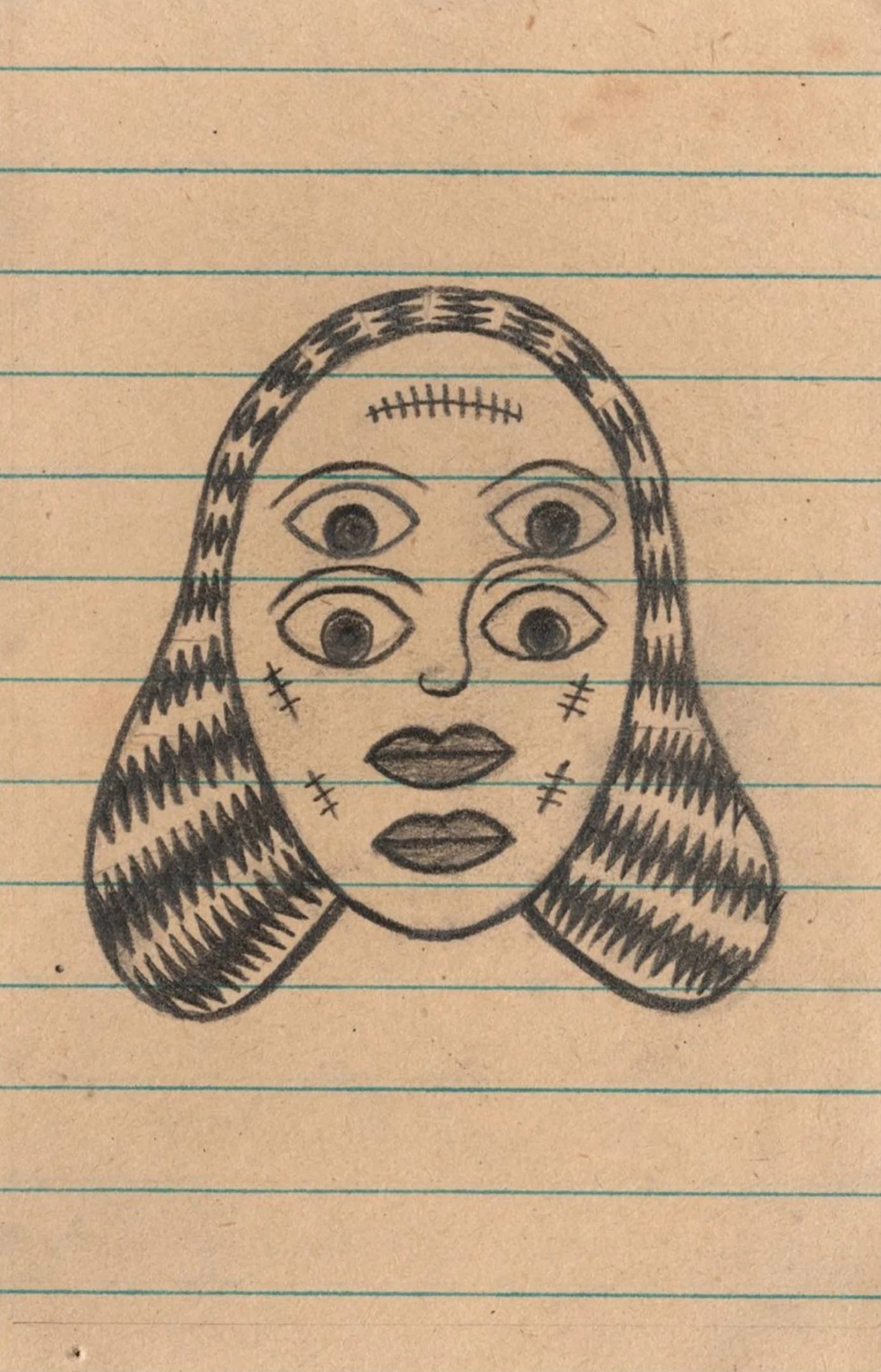 Vatis Species 25, 2024 
pencil on found paper mounted to postcard 
5 1/2 x 3 1/2 in | 14 x 8.9 cm