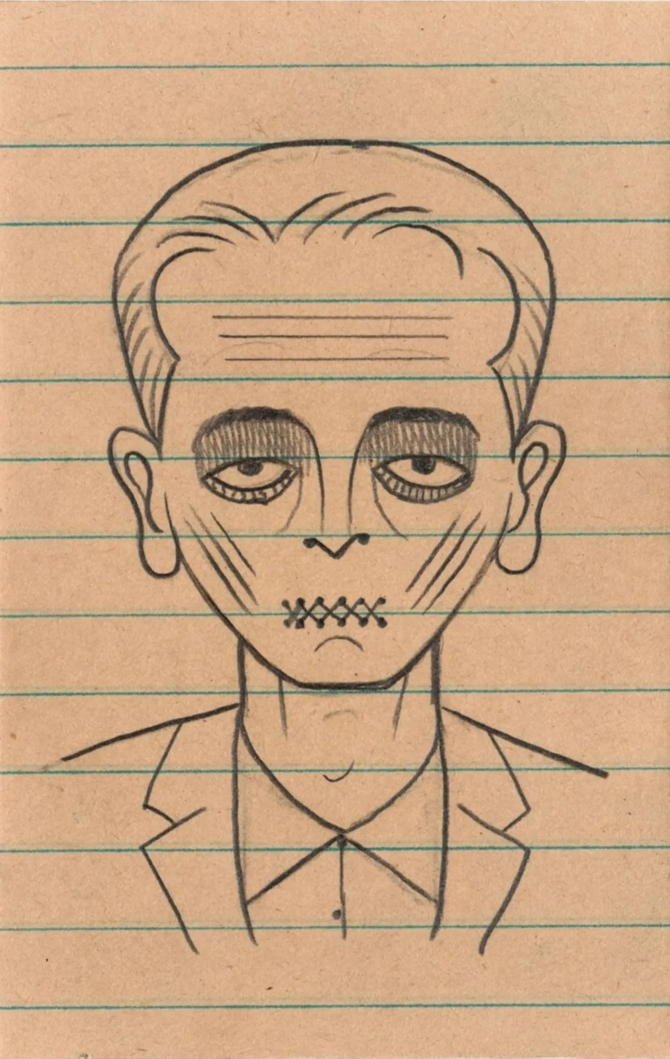 Vatis Species 29, 2024 
pencil on found paper mounted to postcard 
5 1/2 x 3 1/2 in | 14 x 8.9 cm