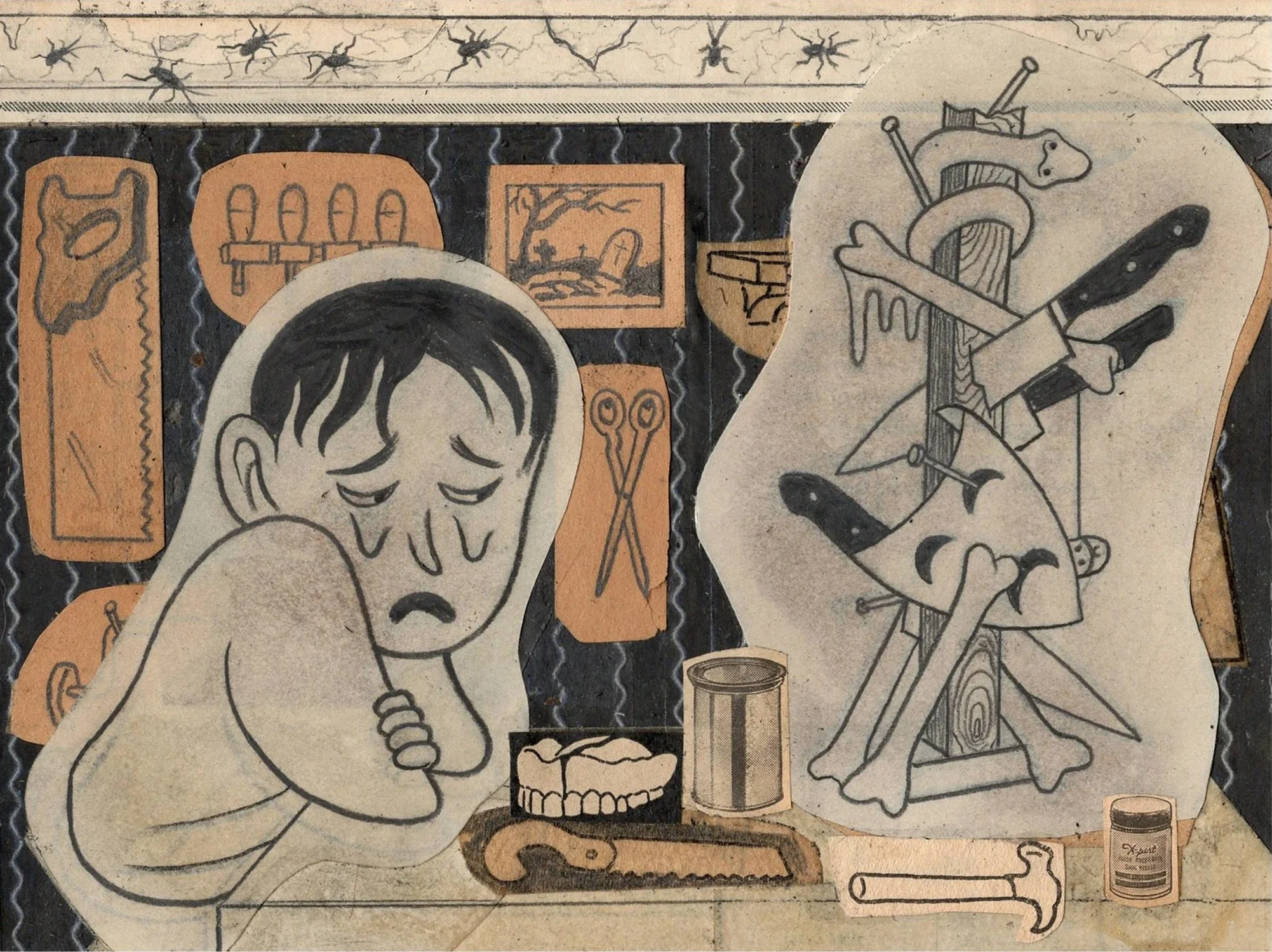 Remnants, 2024 
pencil, paper on board 
5 1/2 x 7 1/4 in. | 14 x 18.4 cm