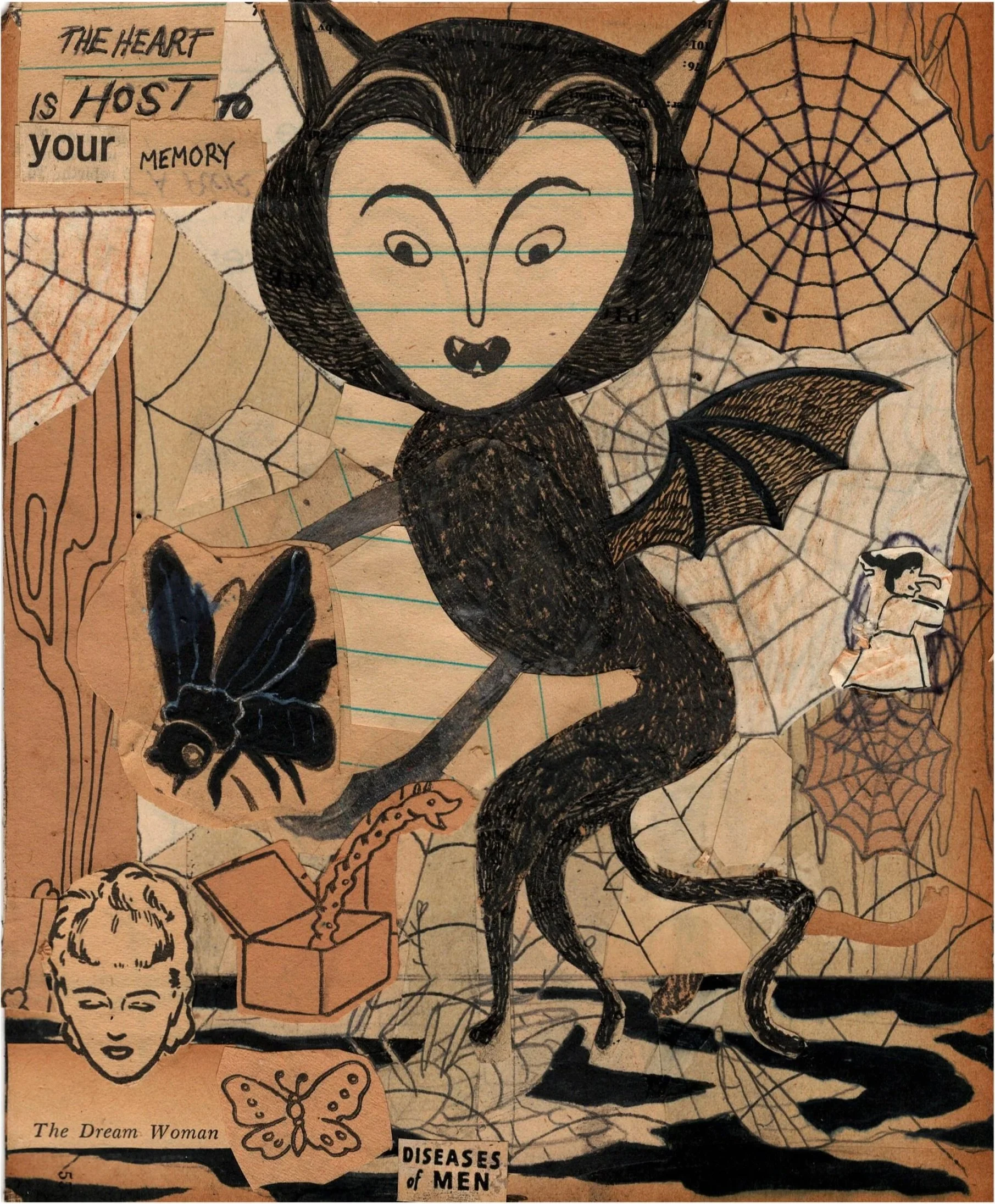 The Heart is Host to Your Memory, 2021 
ink, crayon, paper on board 
10 1/2 x 8 1/2 in. | 26.7 x 21.6 cm