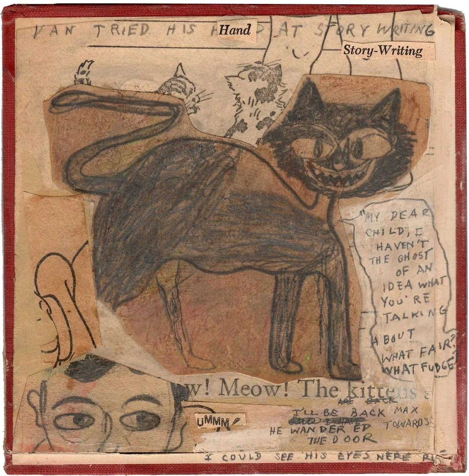 Van Tried His Hand at Story-Writing, 2021 
pencil, paper on book cover 
5 x 5 in. | 12.7 x 12.7 cm