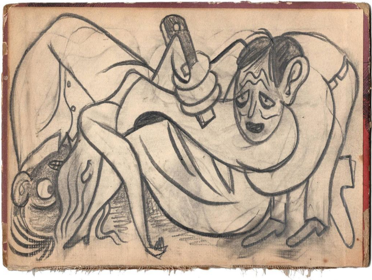 Untitled, 2023 
pencil on found book cover 
4¾ x 7½ in. | 12 x 19 cm