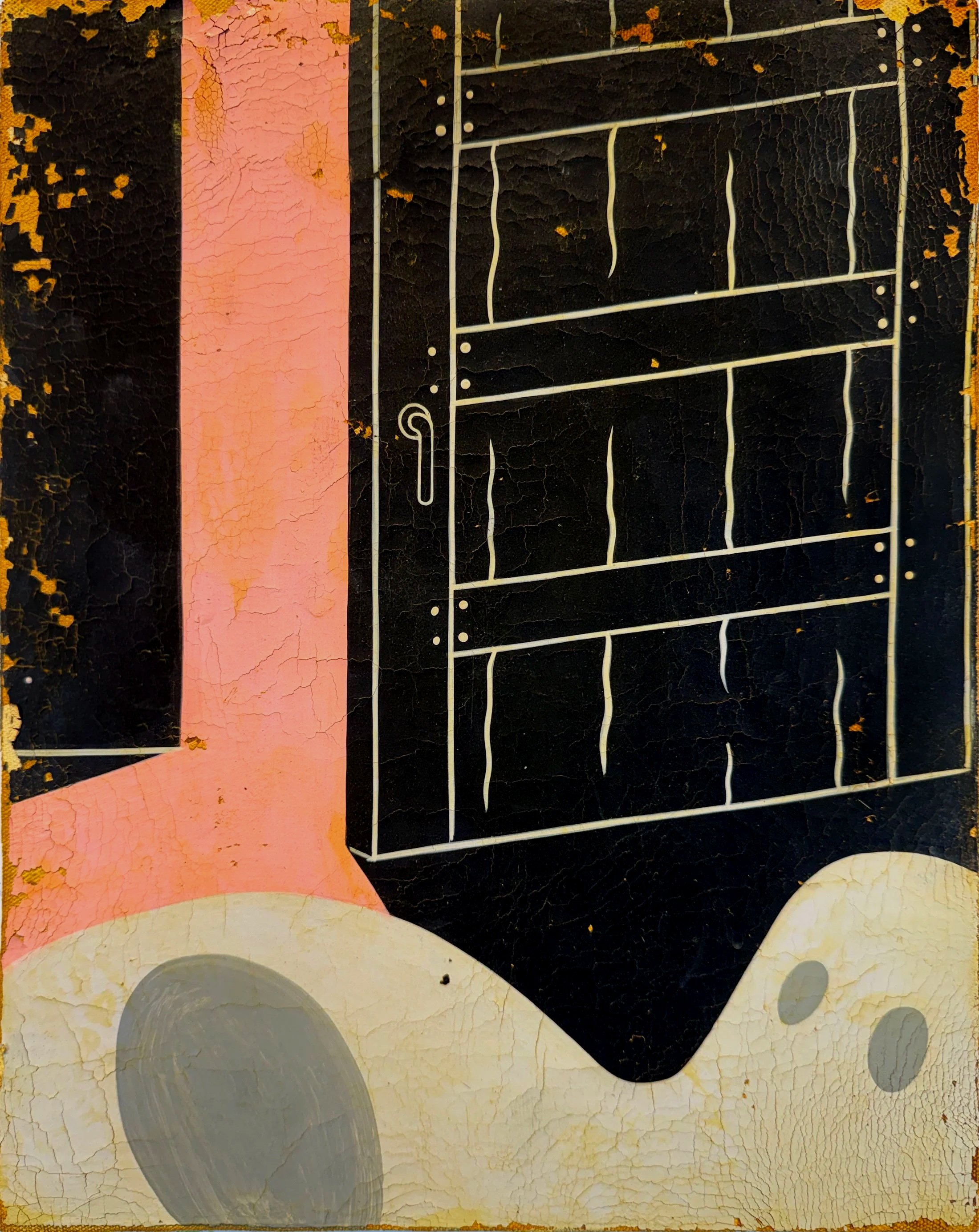 A Crack in Darkness, 2025 
distemper and oil on canvas mounted on panel 
14 x 11 in. | 35 x 27 cm