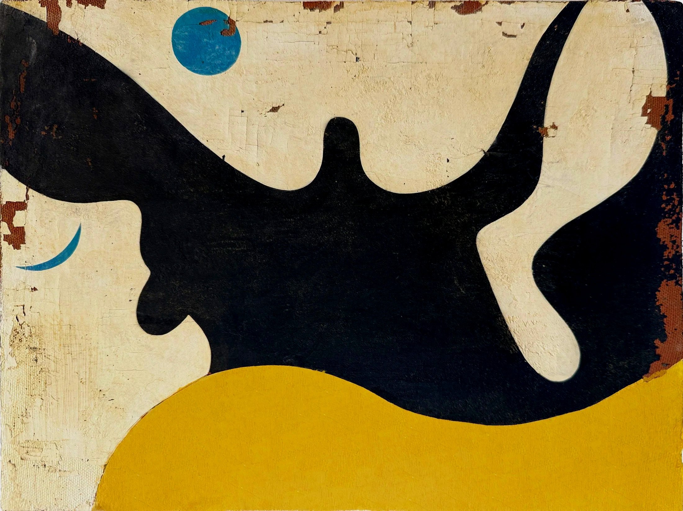 The Greeting, 2025 
distemper and oil on canvas mounted on panel 
9 x 12 in. | 22 x 30 cm