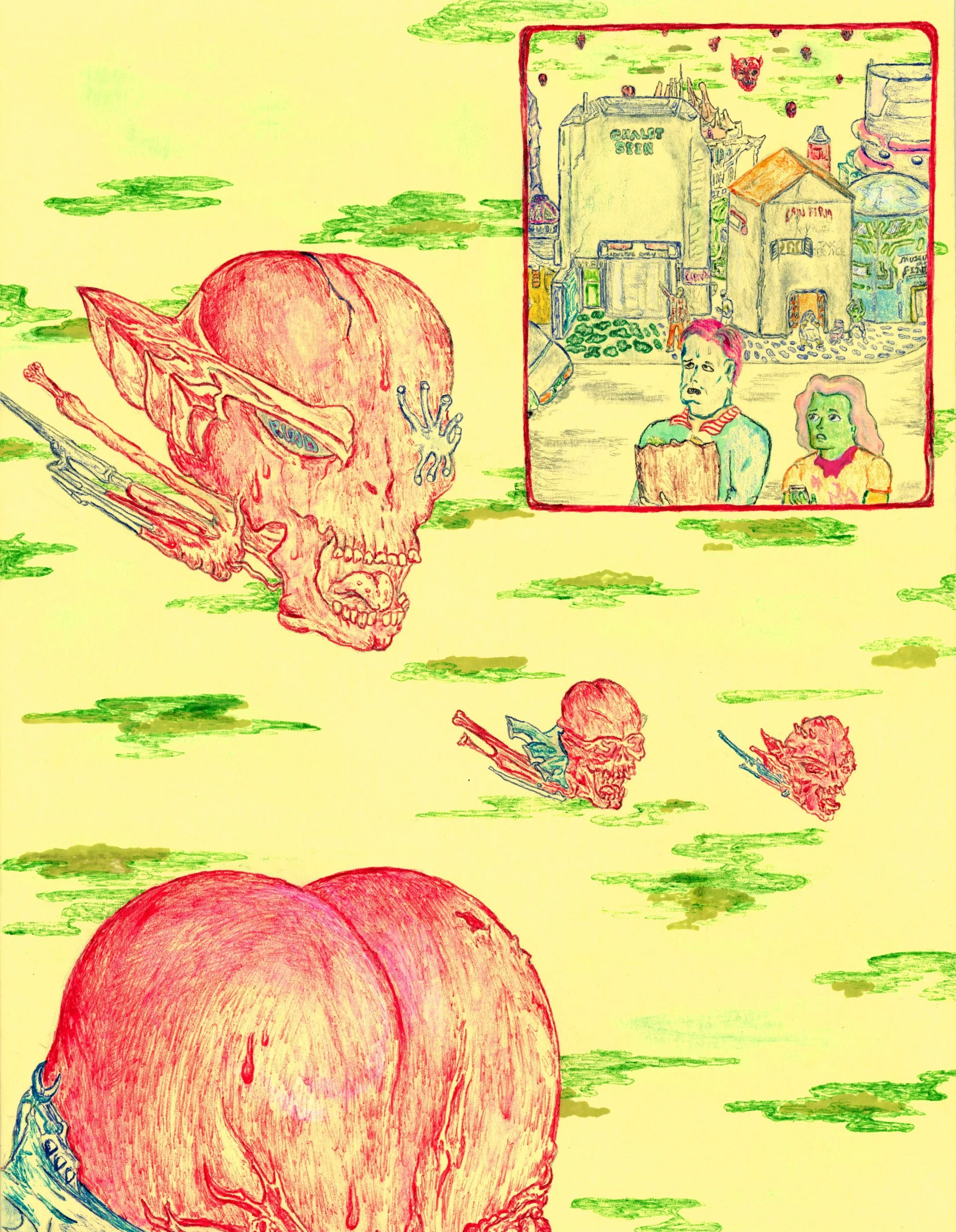  Matt Lock (b. 1984)  
Errands of Misfortune, 2025 
ink, pencil, and marker on chipboard 
11 x 8½ in. 
27 x 21 cm