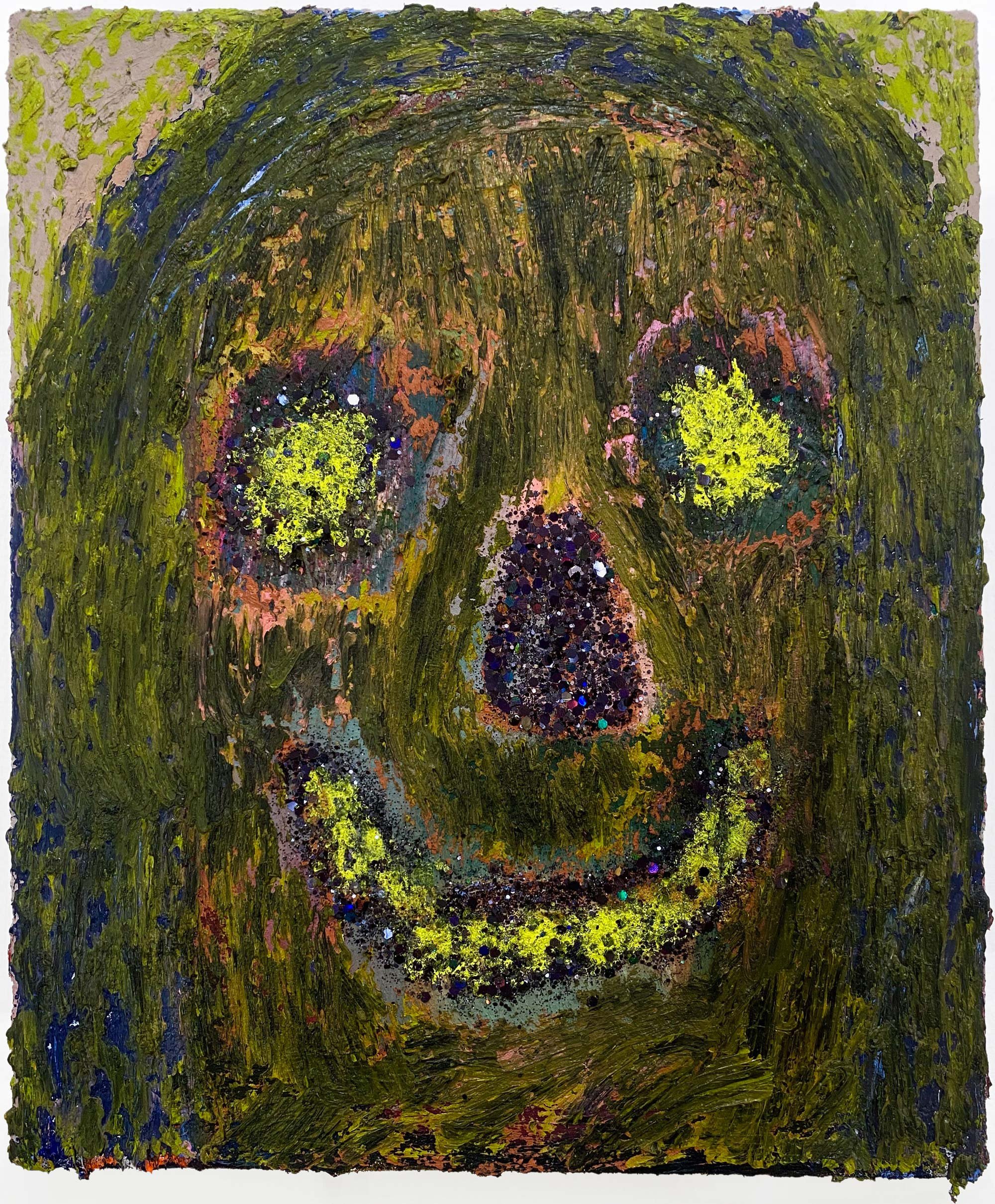 Tess Jenkins
The True Face of That Which You Most Fear, 2023
oil, oil stick and glitter on canvas
12 x 10 inches
30.5 x 25.4 cm
Collection of mepaintsme