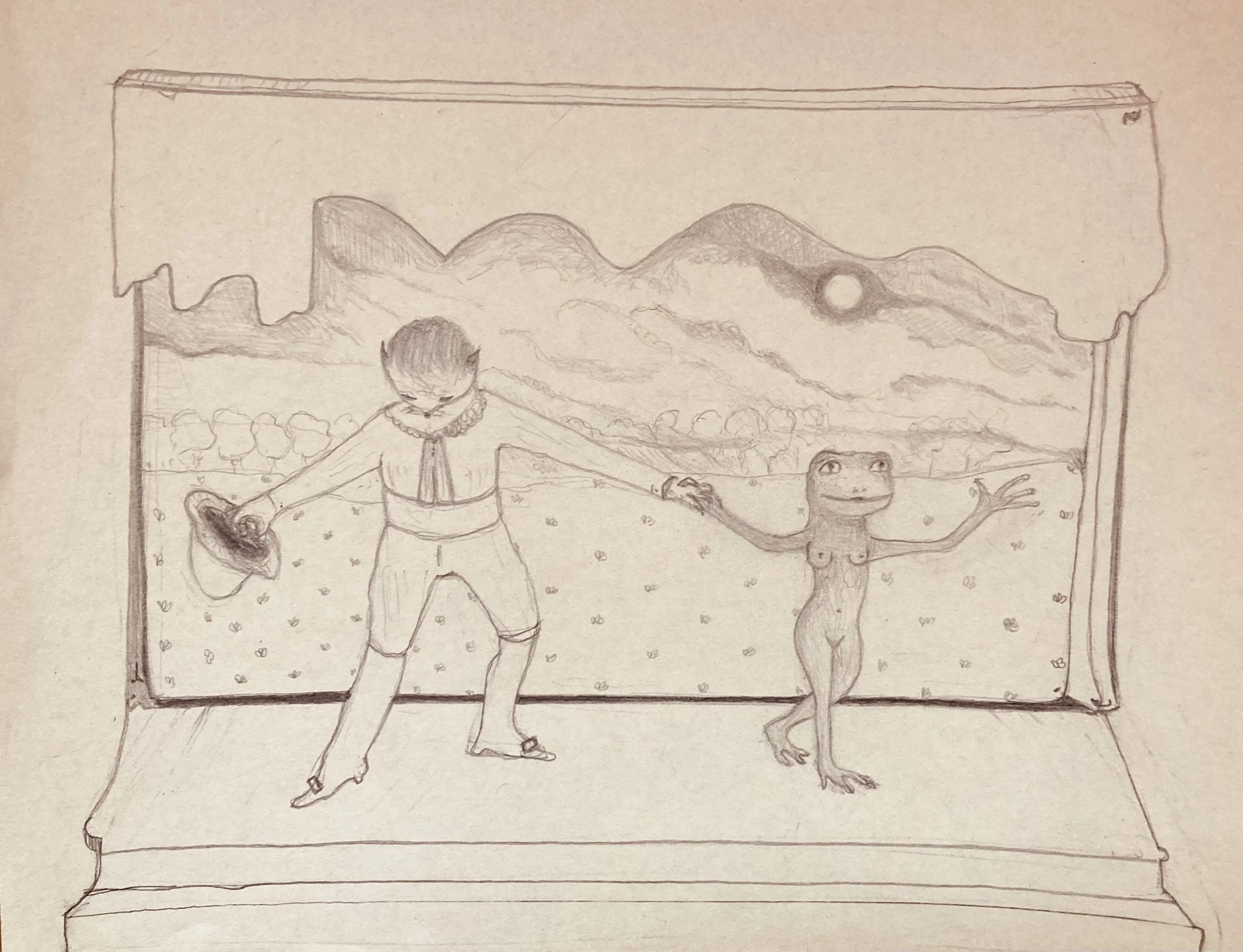  Aurélie Salavert  
Fables and metamorphoses Step 1 - how to become a bird. (Fables et métamorphoses Étape 1 - comment devenir un oiseau.), ND 
pencil on paper 
8¼ x 10¼ in. 
21 x 26 cm