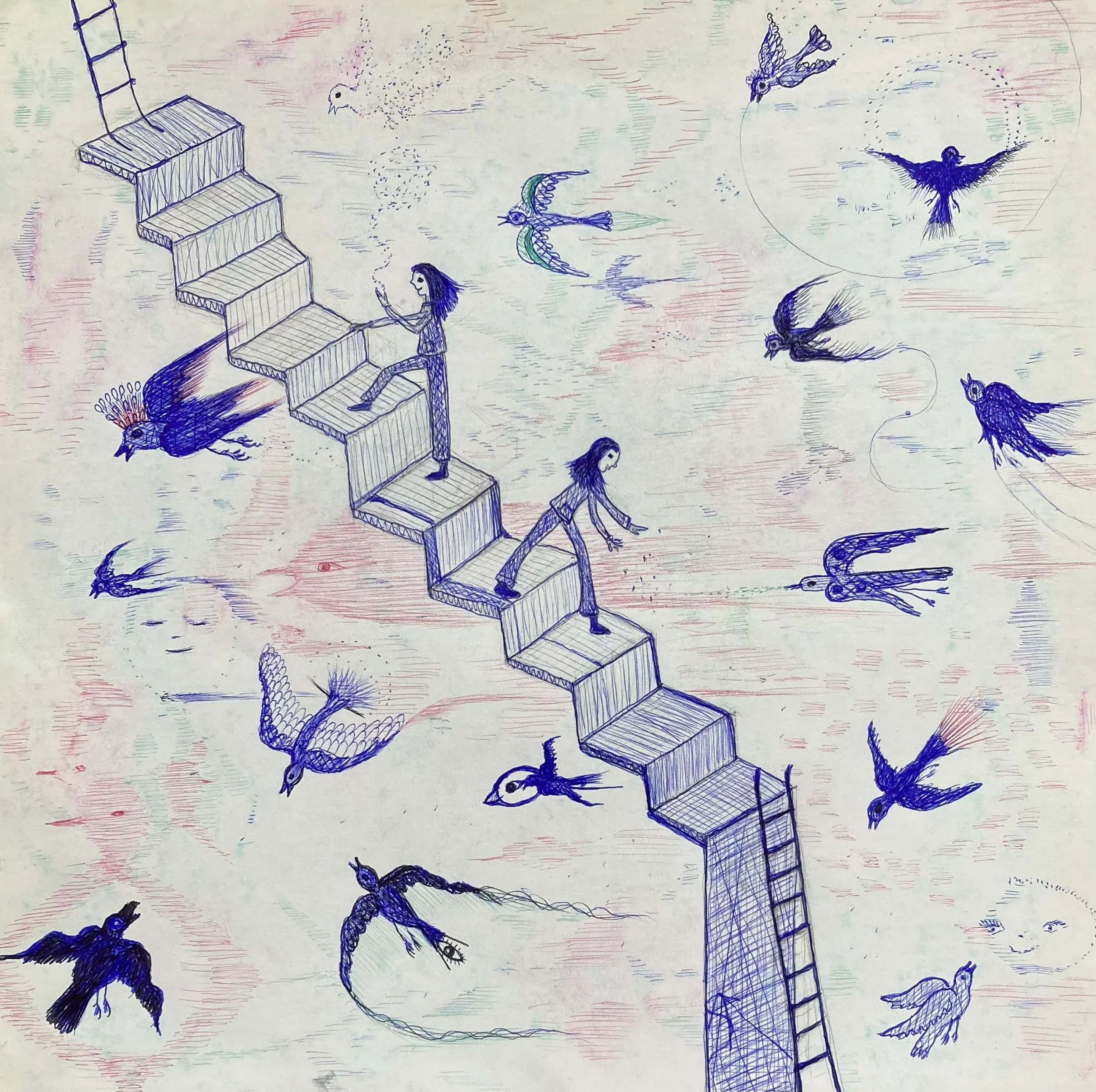  Aurélie Salavert  
Sky world (Monde du ciel), ND 
pen on paper 
9⅞ x 9⅞ in. 
25 x 25 cm