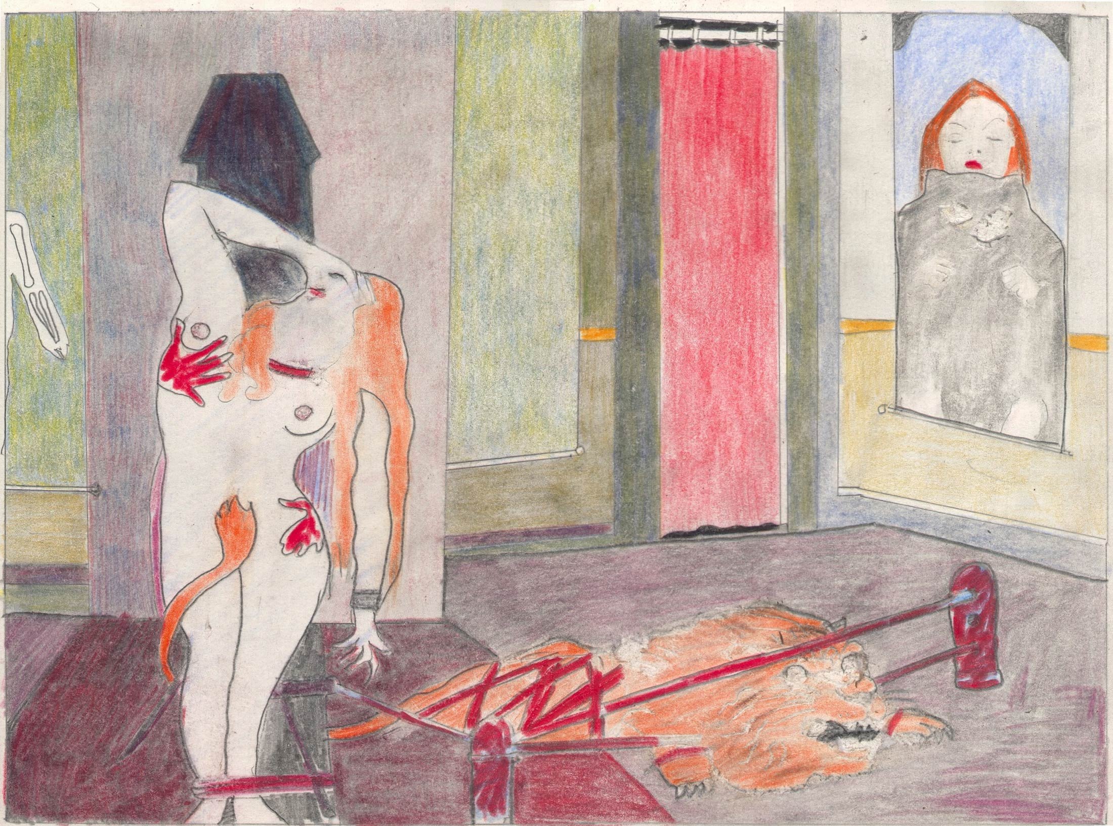 Robert Kraiss
Untitled (The Duel I Series, Leonor Fini & Clovis Trouille), 2018
colored pencil on paper
10 1/4 x 14 inches
26 x 35.5 cm
