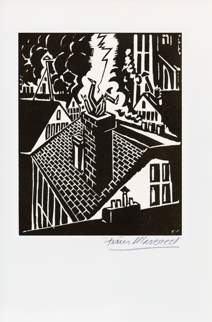 Frans Masereel (1889 - 1972)
Woodcut 40/63 : Le soleil, 1919
ink on paper
Artwork: 4 x 3 1/8 in. (10 x 8 cm)
Paper: 6 5/8 x 4 1/2 in. (16 x 11 cm)