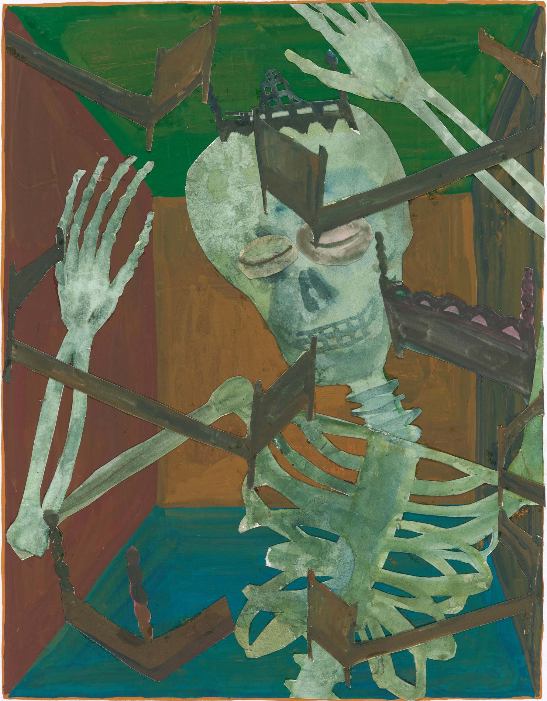Marenne Welten
Skeleton & Bedframes, 2021
gouache collage on paper
17⅜ x 13⅜ in.
44 x 34 cm
Collection of mepaintsme